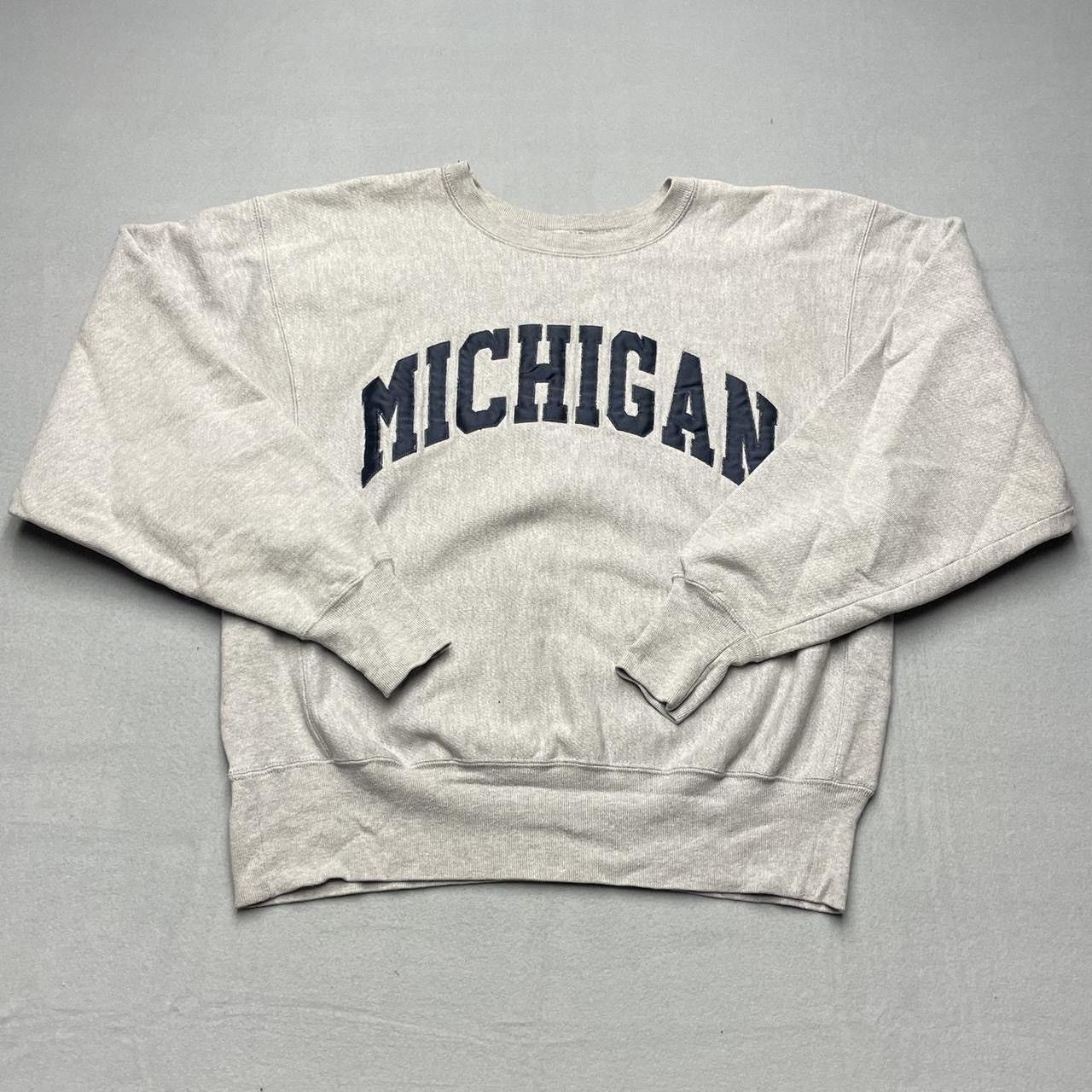Champion Reverse Weave Michigan Crewneck Men's Large Gray