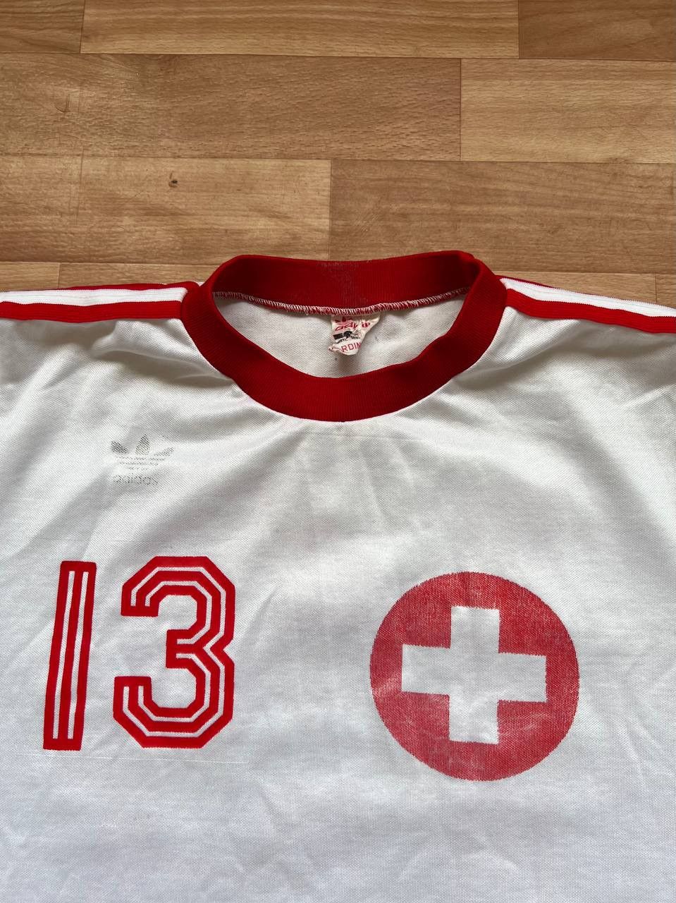 Vintage ULTRA RARE! 1975 SWITZERLAND #13 MATCH WORN ADIDAS JERSEY L Size US L / EU 52-54 / 3 - 4 Thumbnail