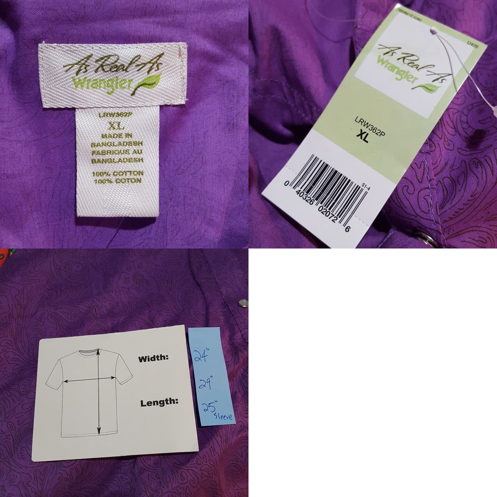 Wrangler Wrangler Purple Pearl Snap Women's Size XL Western Button Up Collar Shirt Top Size XL / US 12-14 / IT 48-50 - 8 Thumbnail