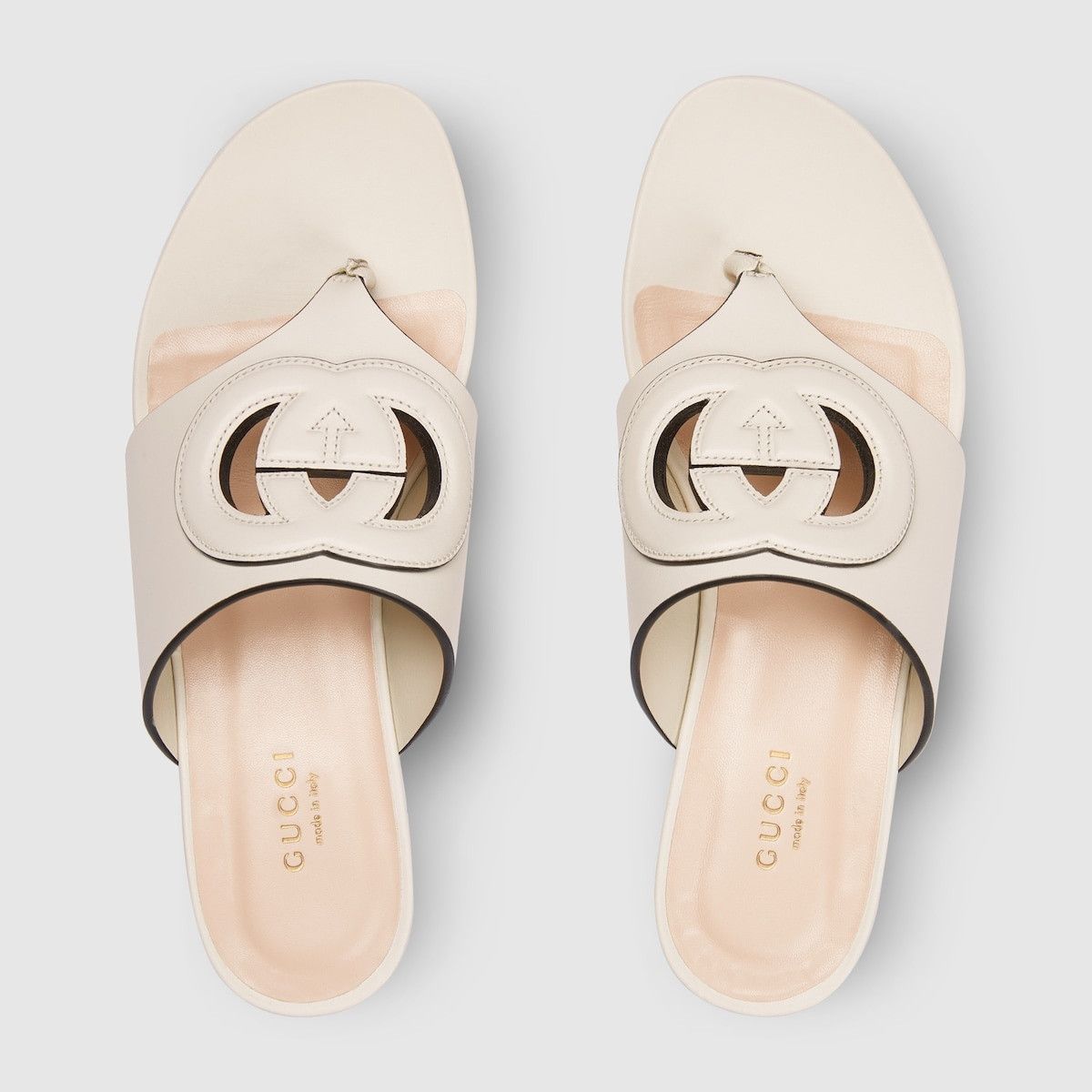Gucci oc11z1025 Interlocking G Cut-Out Sandals in White Size US 10.5 / IT 40.5 - 5 Thumbnail