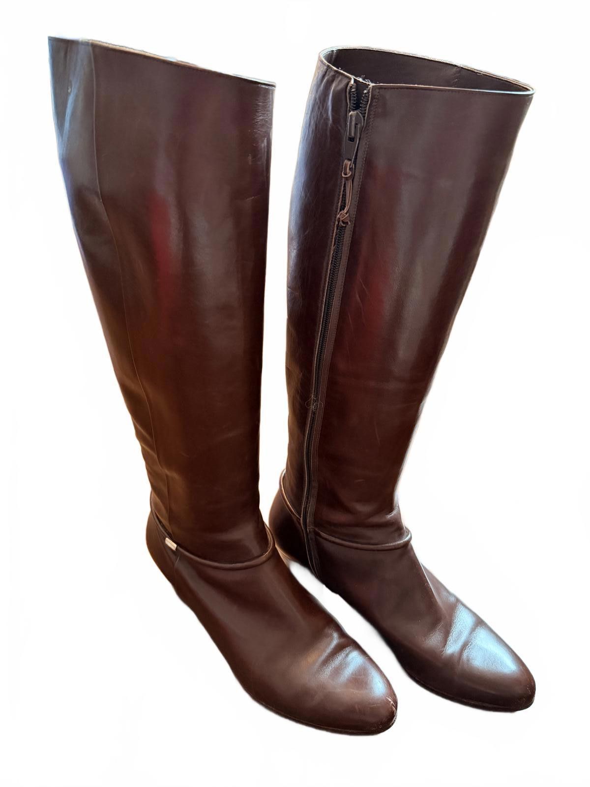 Salvatore Ferragamo Salvatore Ferragamo Leather Knee-High Boots Side Zipper Size US 7 / IT 37 - 1 Thumbnail