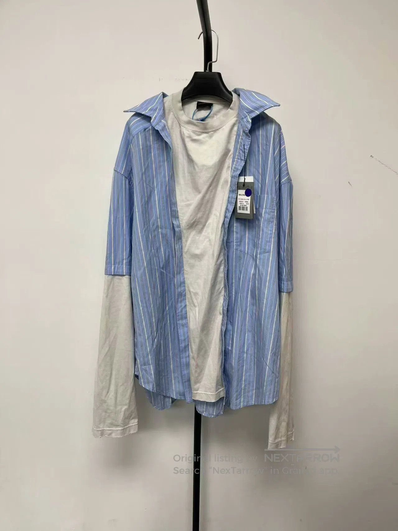 Balenciaga Balenciaga Color-Blocked Striped Lapel Shirt Men. Size US XL / EU 56 / 4 - 1 Thumbnail