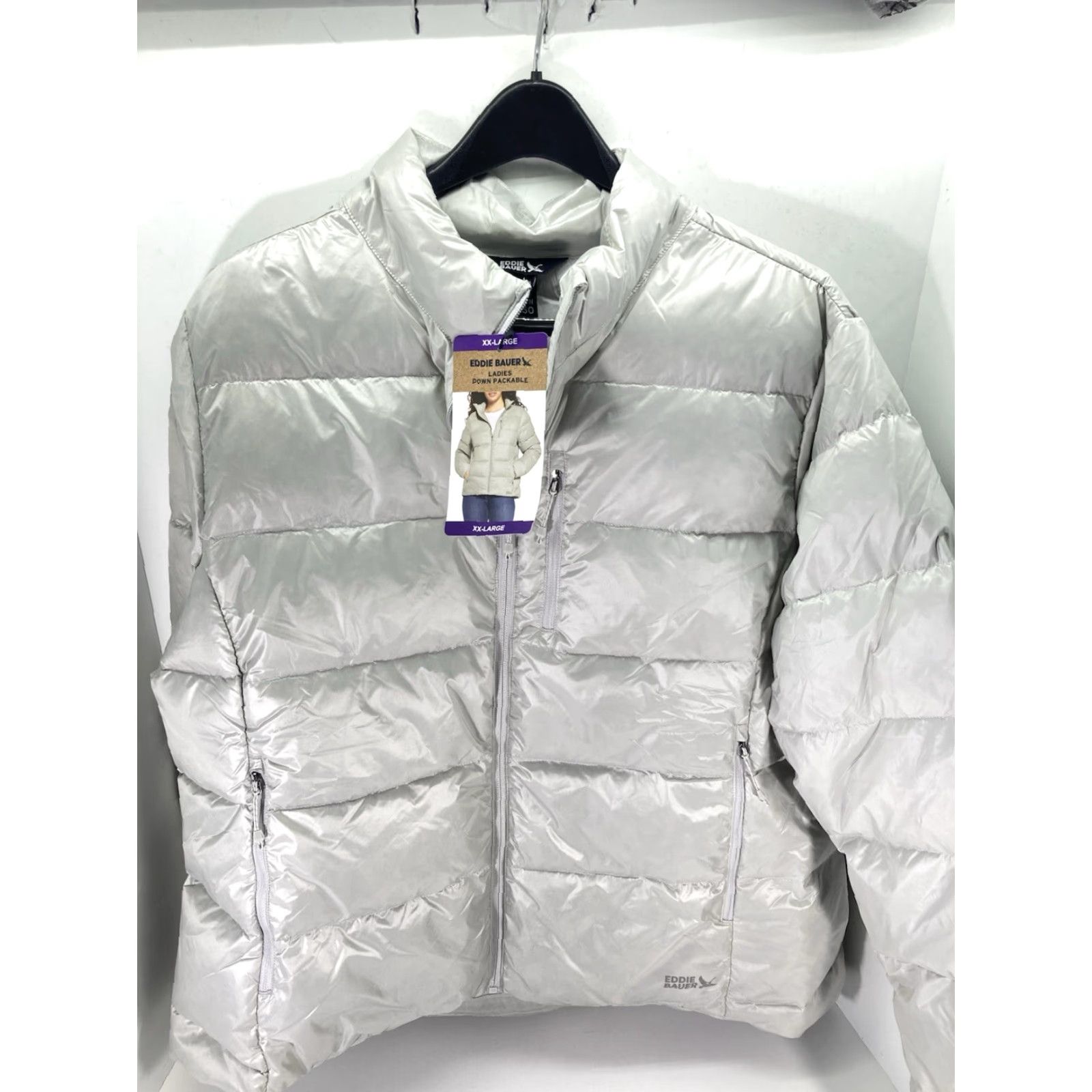 Eddie Bauer Down Puffer Jacket Coat Women 2XL Packable Full Zip
