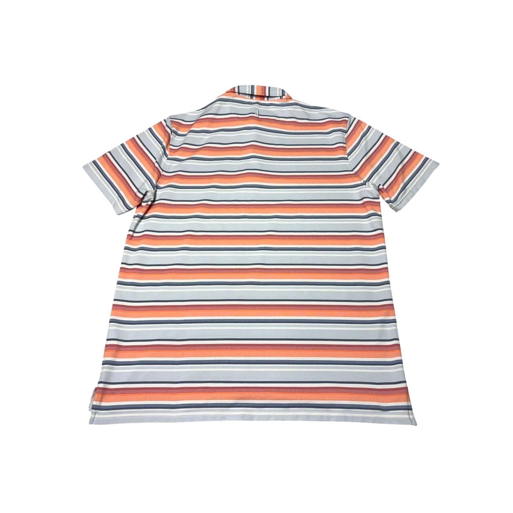 johnnie-O Johnnie-O Mens Large Striped Performance Polo Shirt Blue Orange Short Sleeve L Size US L / EU 52-54 / 3 - 5 Thumbnail