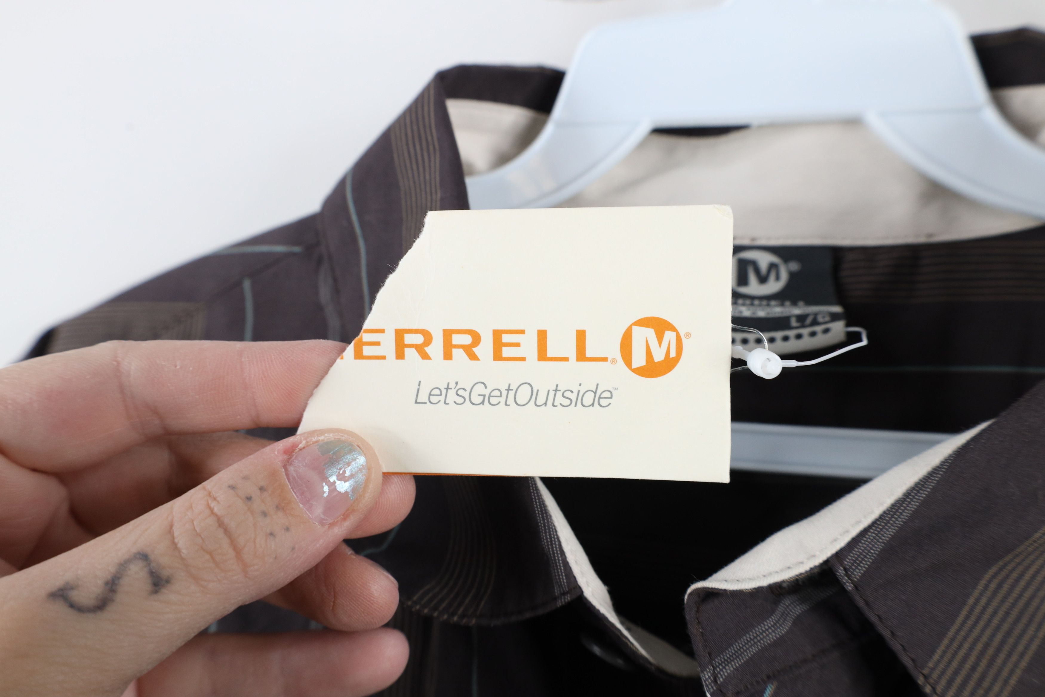 Merrell × Vintage New Merrell Power Pin Striped Collared Button Shirt Brown Size US L / EU 52-54 / 3 - 5 Thumbnail
