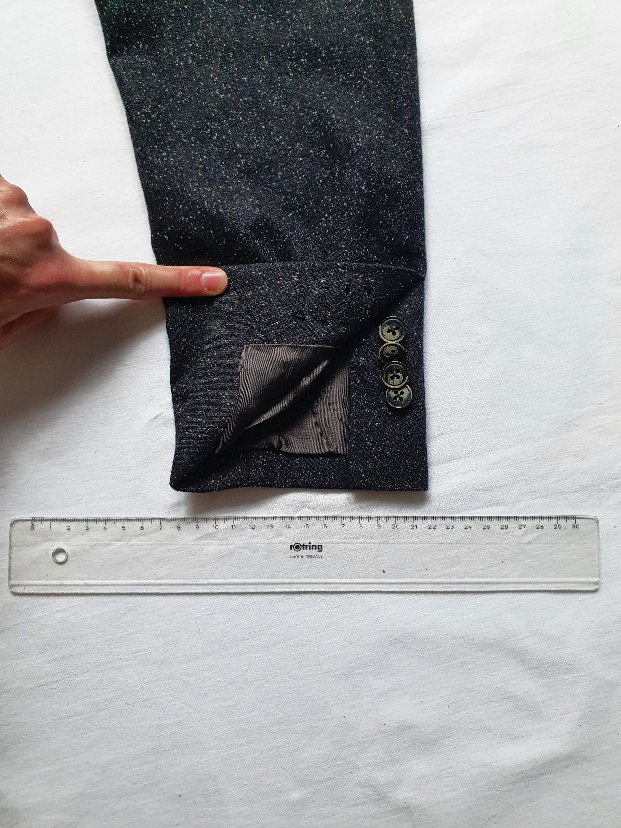 Angelo Nardelli CINQUANTUNO line - Wool/Silk/Viscose - Black/Gray Speckled Size 42R - 10 Thumbnail