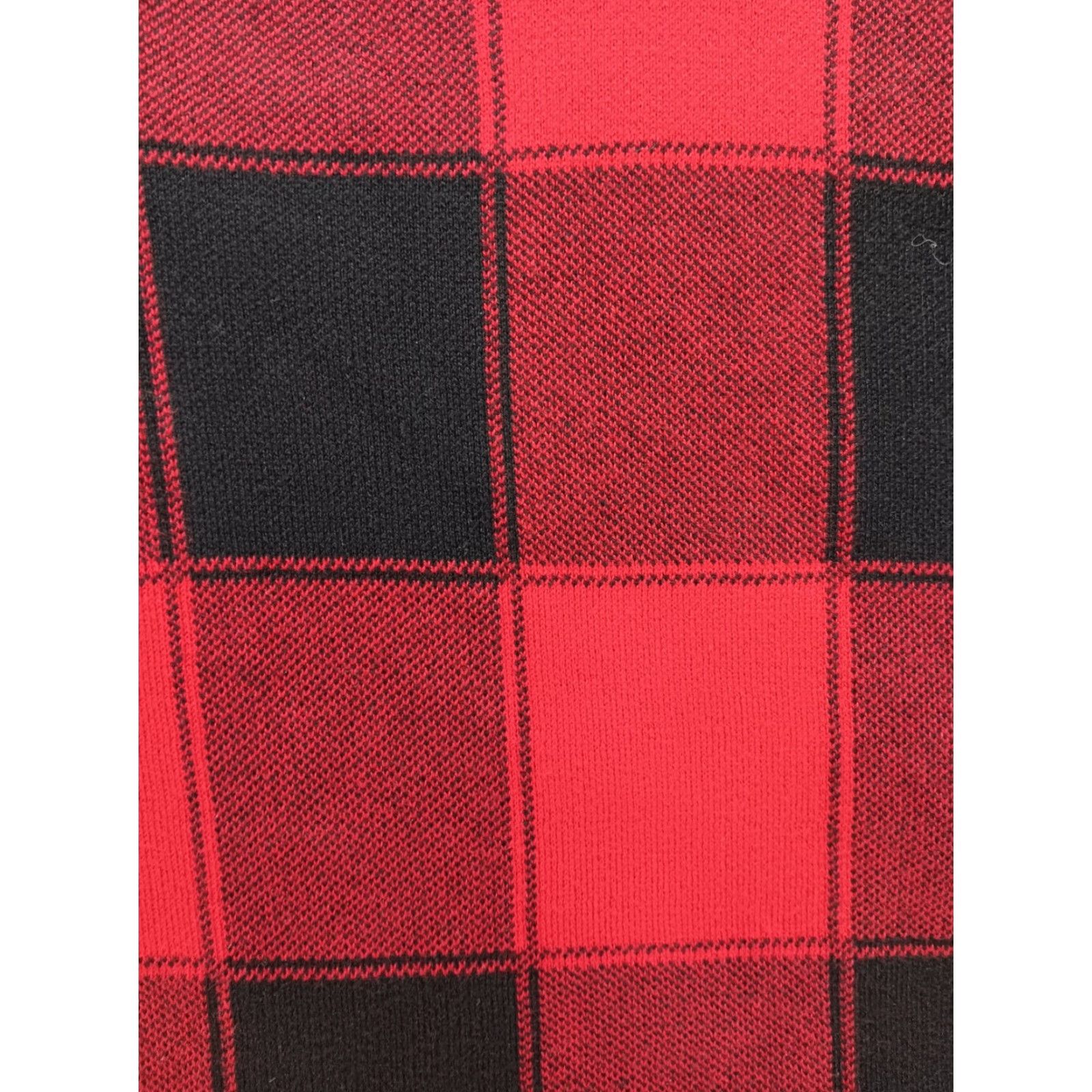 Talbots Talbots Poncho Women M Buffalo Plaid Red Black 100% Cotton Knit Mid-Length Cape Button Accents Christmas Holiday Elegant Size M / US 6-8 / IT 42-44 - 4 Thumbnail
