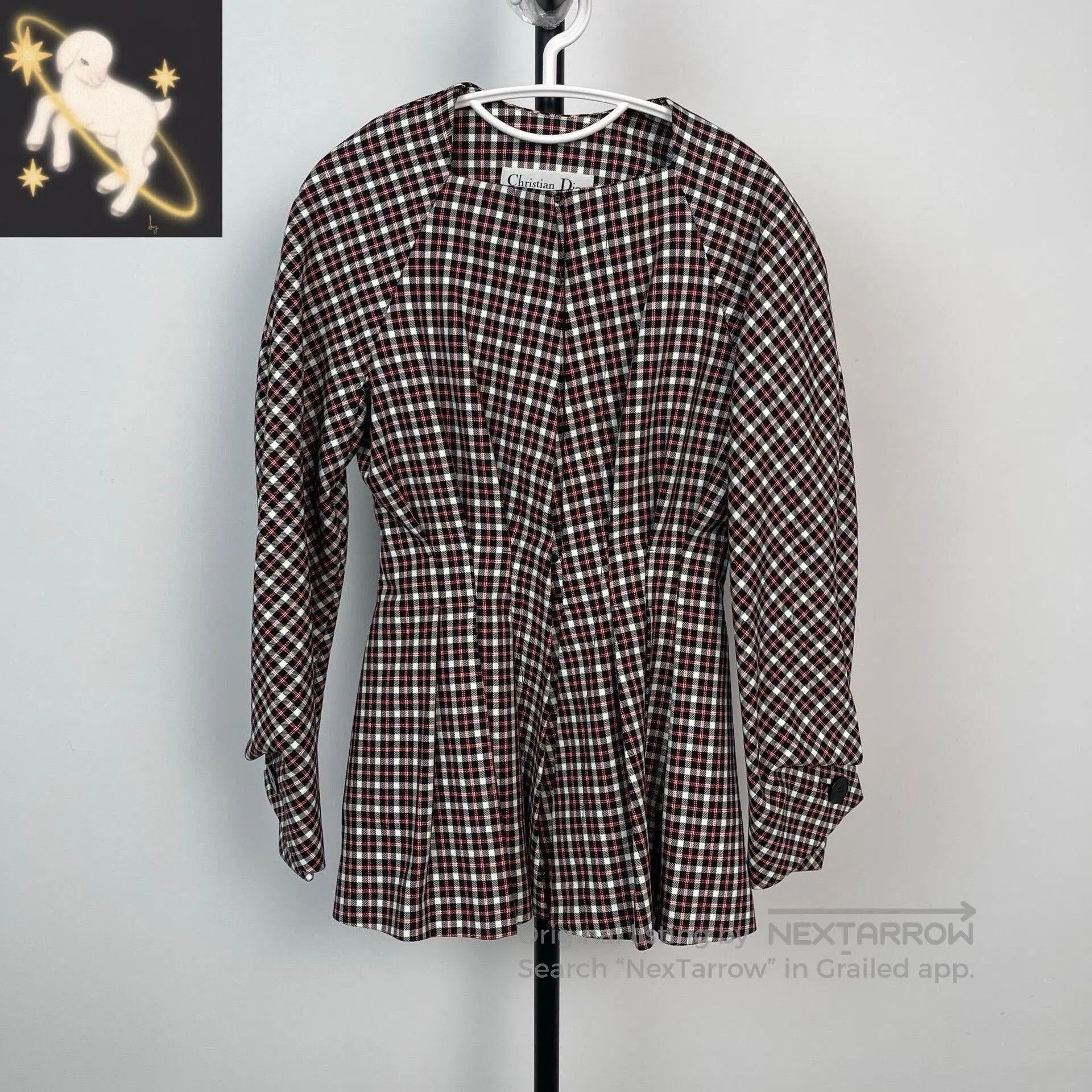 Dior Dior Runway Red White Brown Check Coat. Size XS / US 0-2 / IT 36-38 - 1 Thumbnail