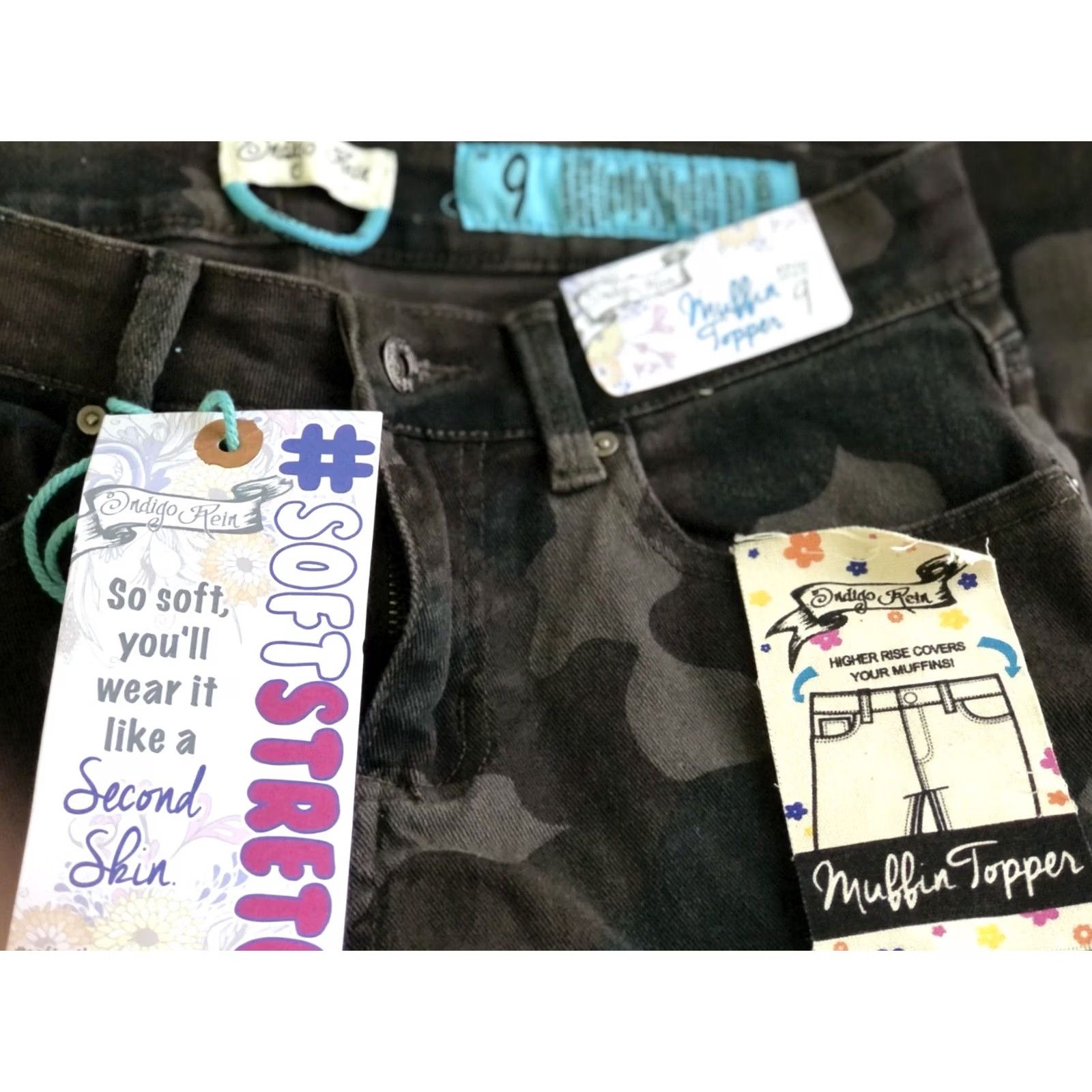 Vintage Indigo Rein Jeans Pants 9 Camo Cuff Taper Leg 28W 27I Grunge Gorp Core Women Jeans Size 30" / US 8 / IT 44 - 4 Thumbnail