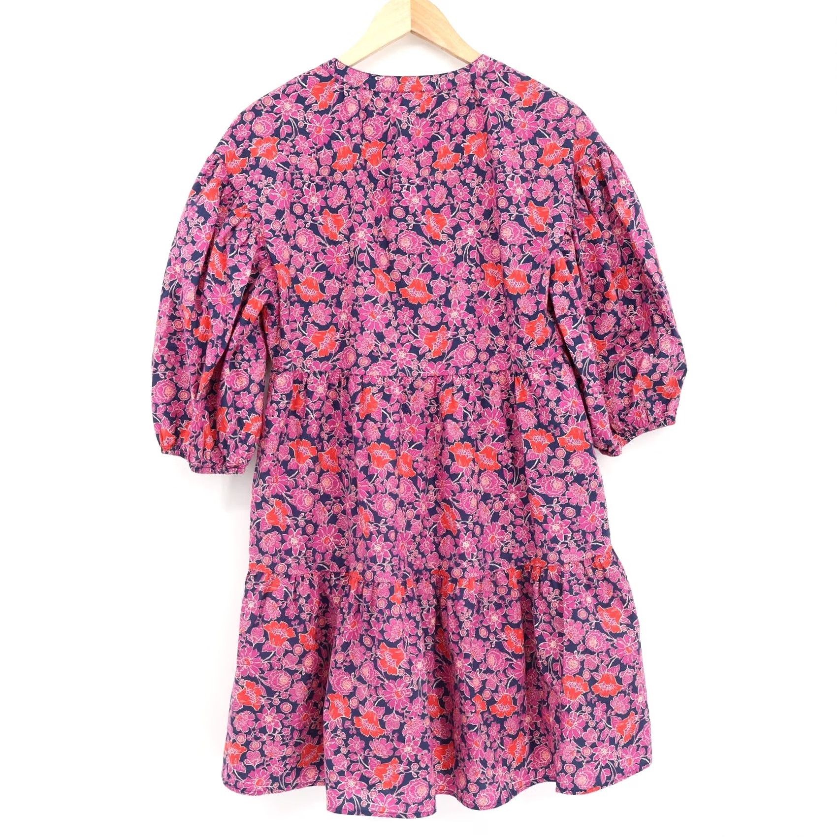Sundry Sundry Women Mini Dress Floral Cotton Puff Sleeve V-Neck Short Multicolor Summer Casual Size S Pockets Womens Size S / US 4 / IT 40 - 2 Thumbnail