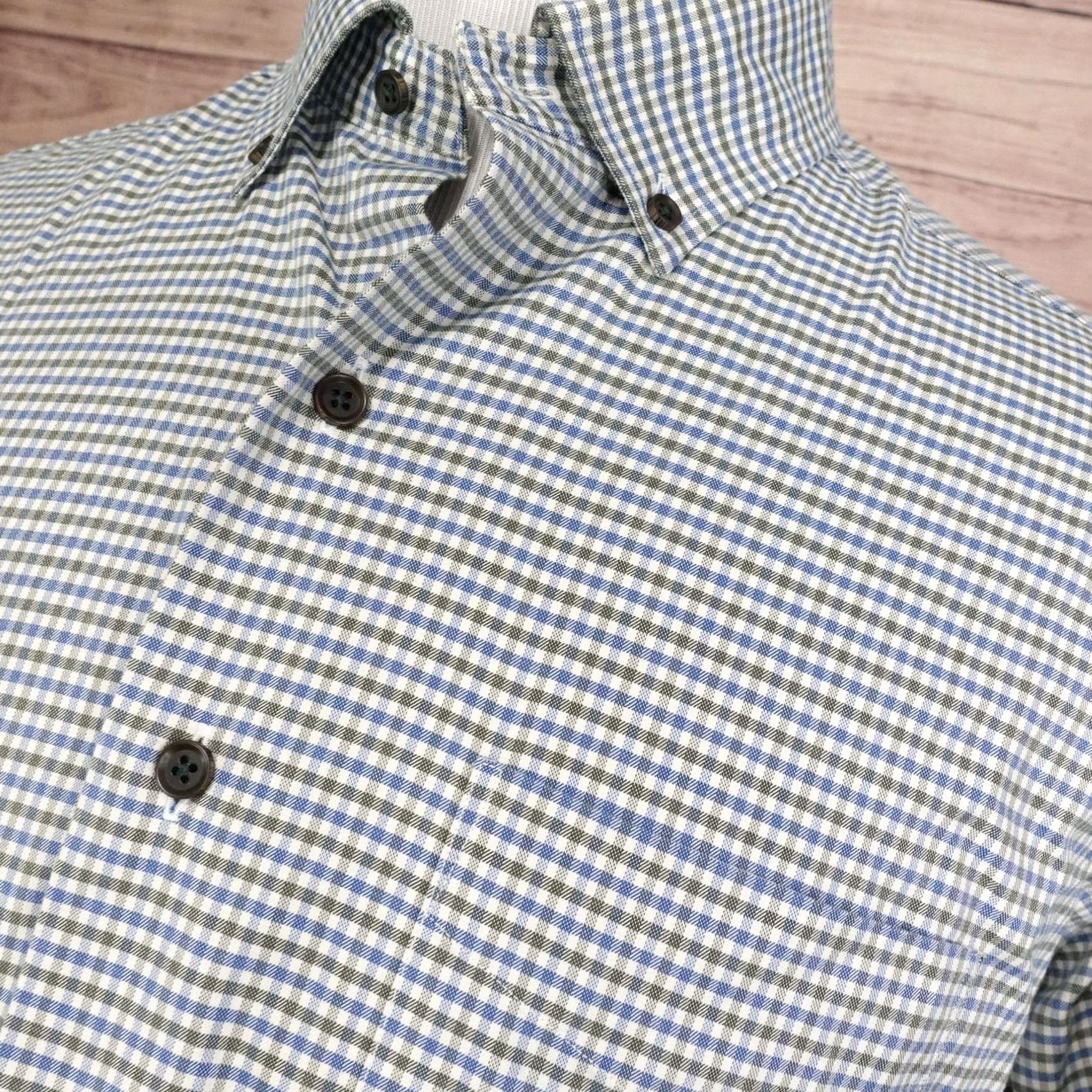 David Donahue David Donahue Shirt Mens XL Blue Green Check Long Sleeve Button-Up Size US XL / EU 56 / 4 - 2 Thumbnail