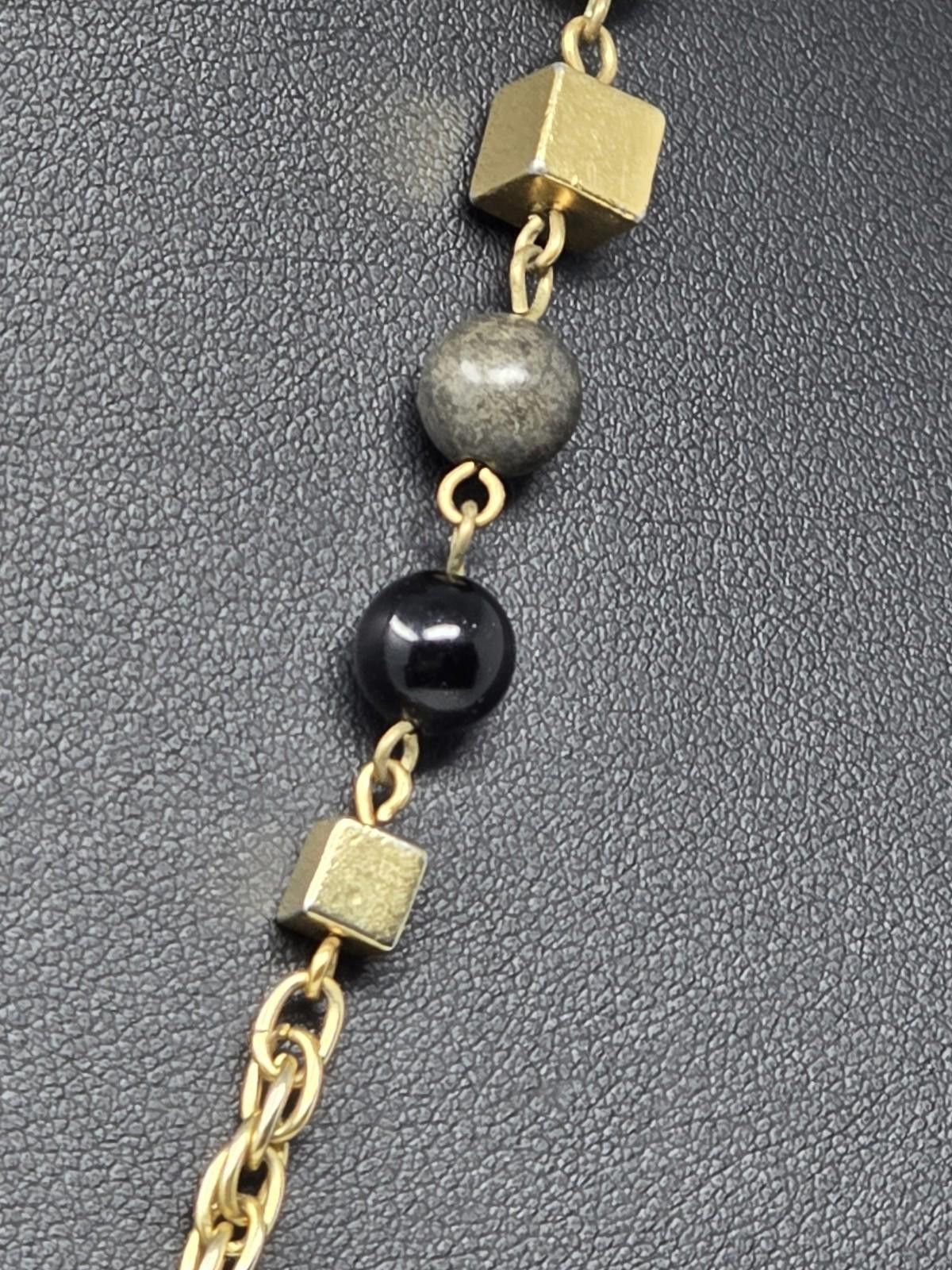 Monet SIGNED MONET 38" Vintage Jadeite Carved Gold Tone Necklace Size ONE SIZE - 8 Thumbnail