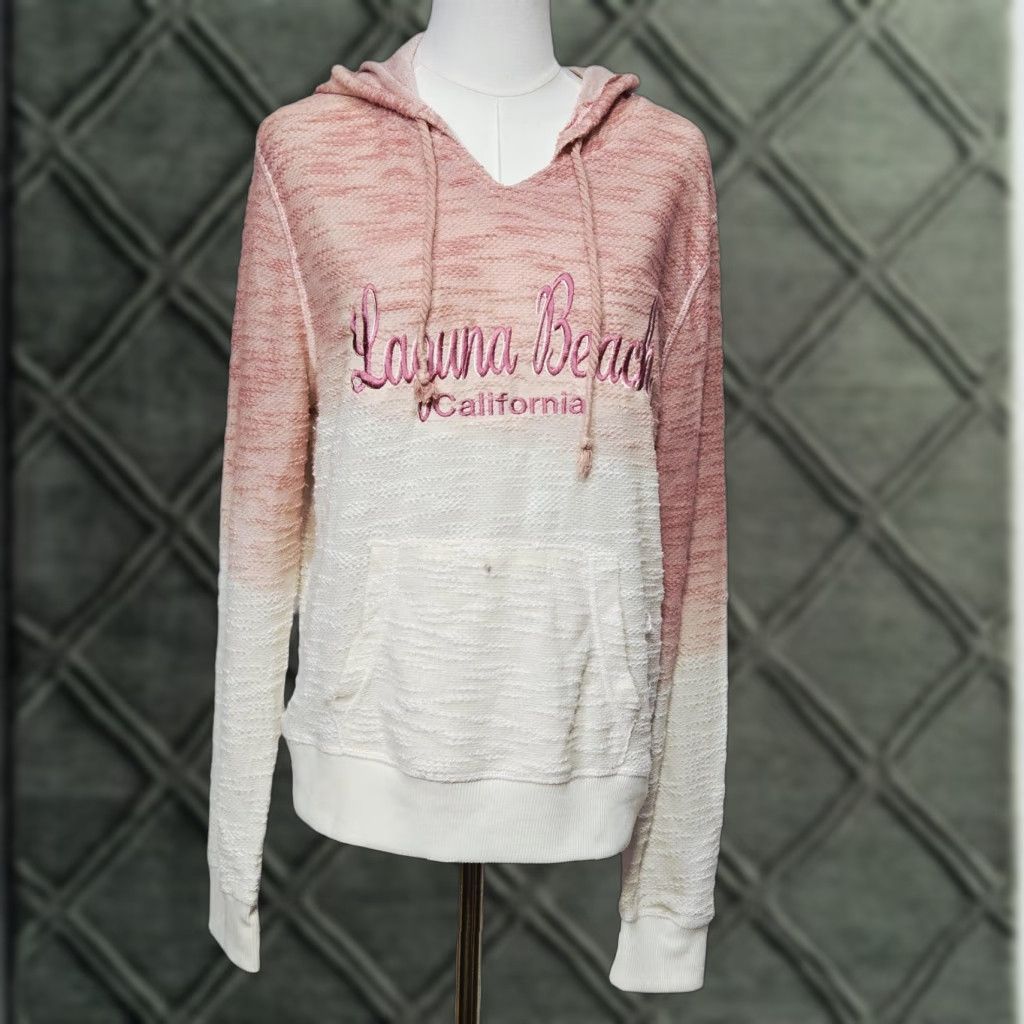Vintage Laguna Beach Womens XL Hoodie Pink Ombre Embroidered Pullover Casual Beach by Exist Pullover Hoodie Wool? (Note: incorrect) Size XL / US 12-14 / IT 48-50 - 1 Thumbnail