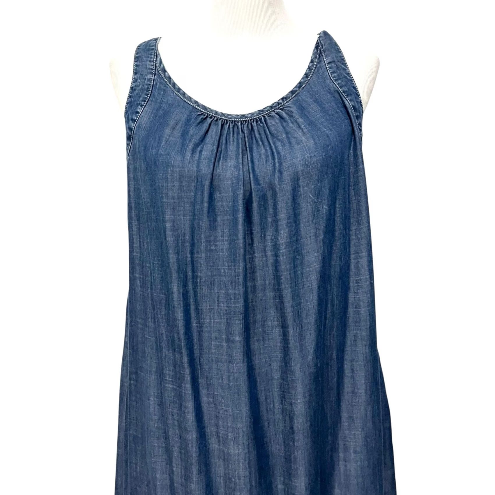 Vintage Chico's Chambray Lyocell Maxi Tank Dress Tie Dye Hem Pockets Sz M (2) Dress Women Sleeveless Long Size M / US 6-8 / IT 42-44 - 3 Thumbnail