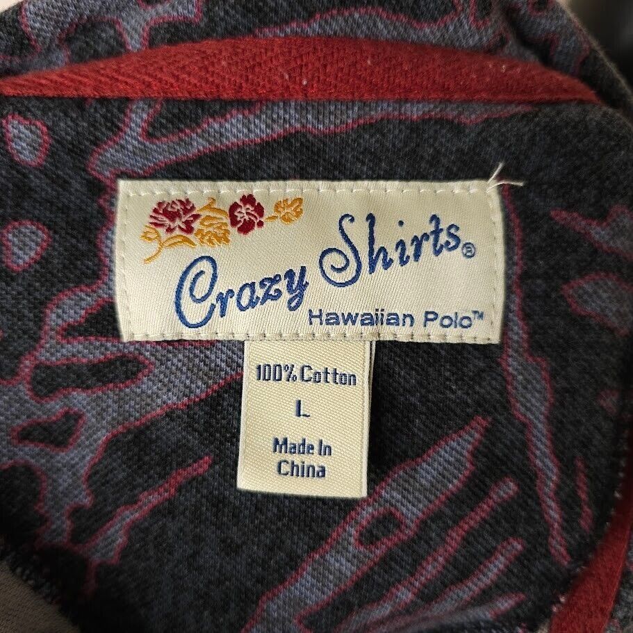 Other Hawaiian Polo Shirt Mens Size Large Black Gray Crazy Shirts Size US L / EU 52-54 / 3 - 6 Thumbnail