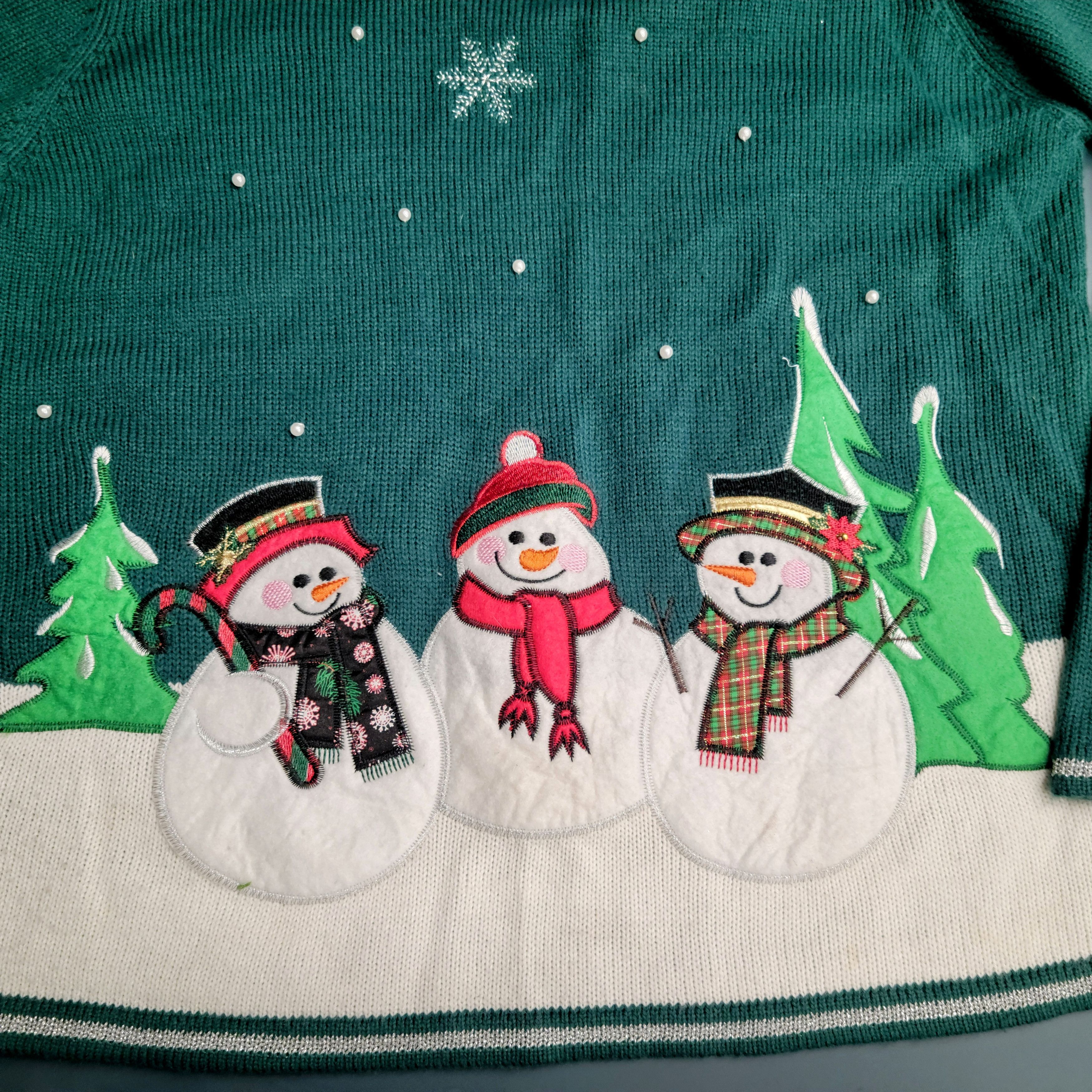 NBDN Nobrandedon Ugly Holiday Sweater with Three Friendly Snowmen Size L / US 10 / IT 46 - 2 Thumbnail