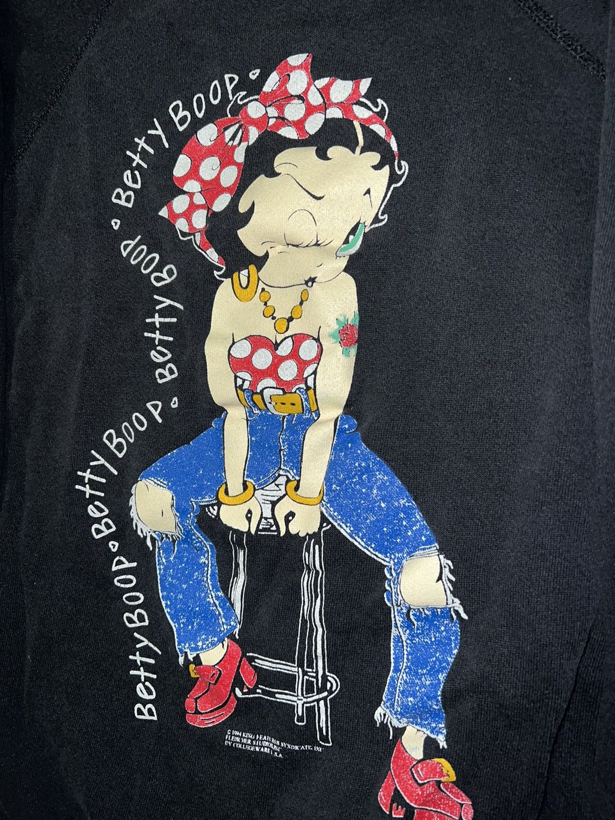 Hanes × Vintage Vintage Betty Boop Barstool Rose Tattoo Sweater Size XL / US 12-14 / IT 48-50 - 2 Thumbnail