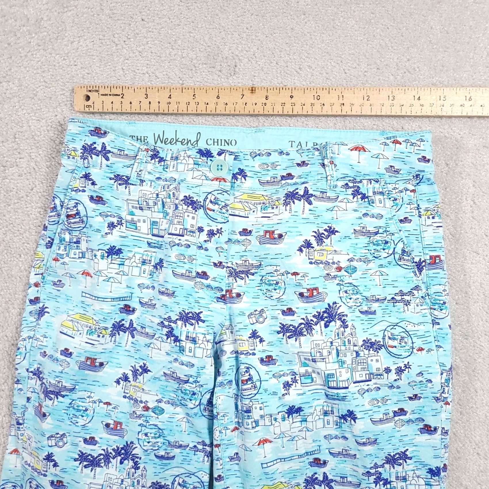 Talbots VINTAGE? No. Talbots The Weekend Chino Pants Womens 2 Blue Scenic Print Stretch Casual Beach Size 26" / US 2 / IT 38 - 7 Thumbnail