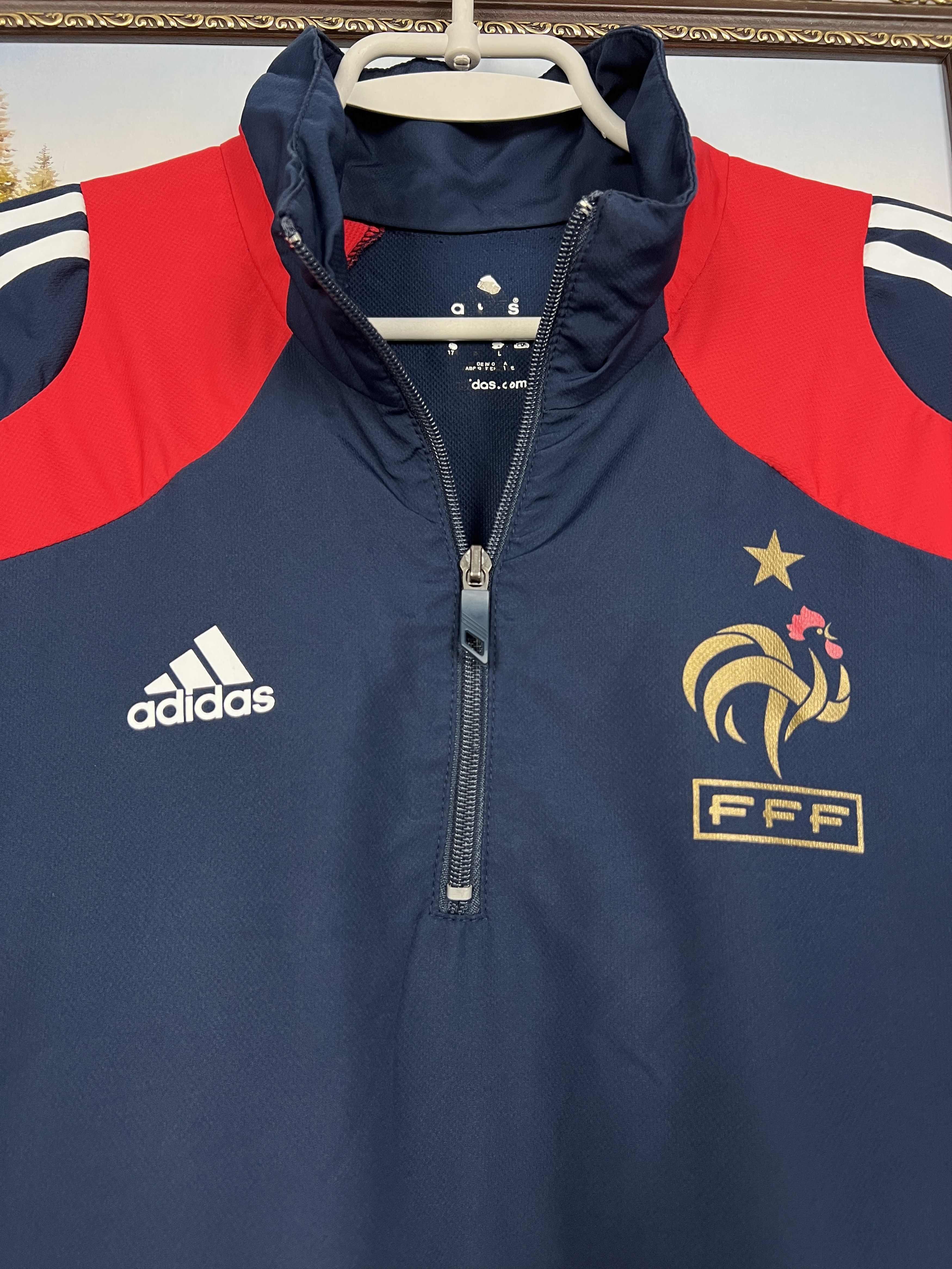 Adidas Vintage Adidas France Football Train Jacket Player Issue Size US L / EU 52-54 / 3 - 3 Thumbnail
