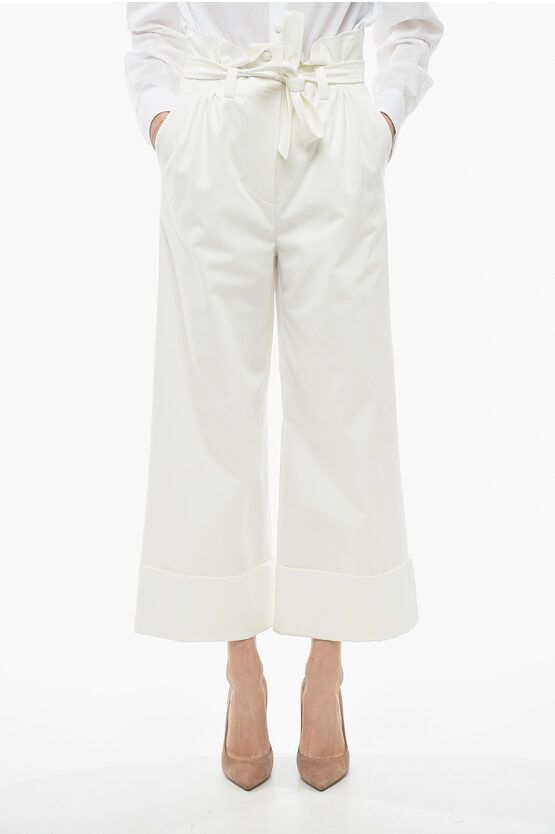 image of Max Mara Wide-Leg Nigella Pants With Belt in White, Women's (Size 30)