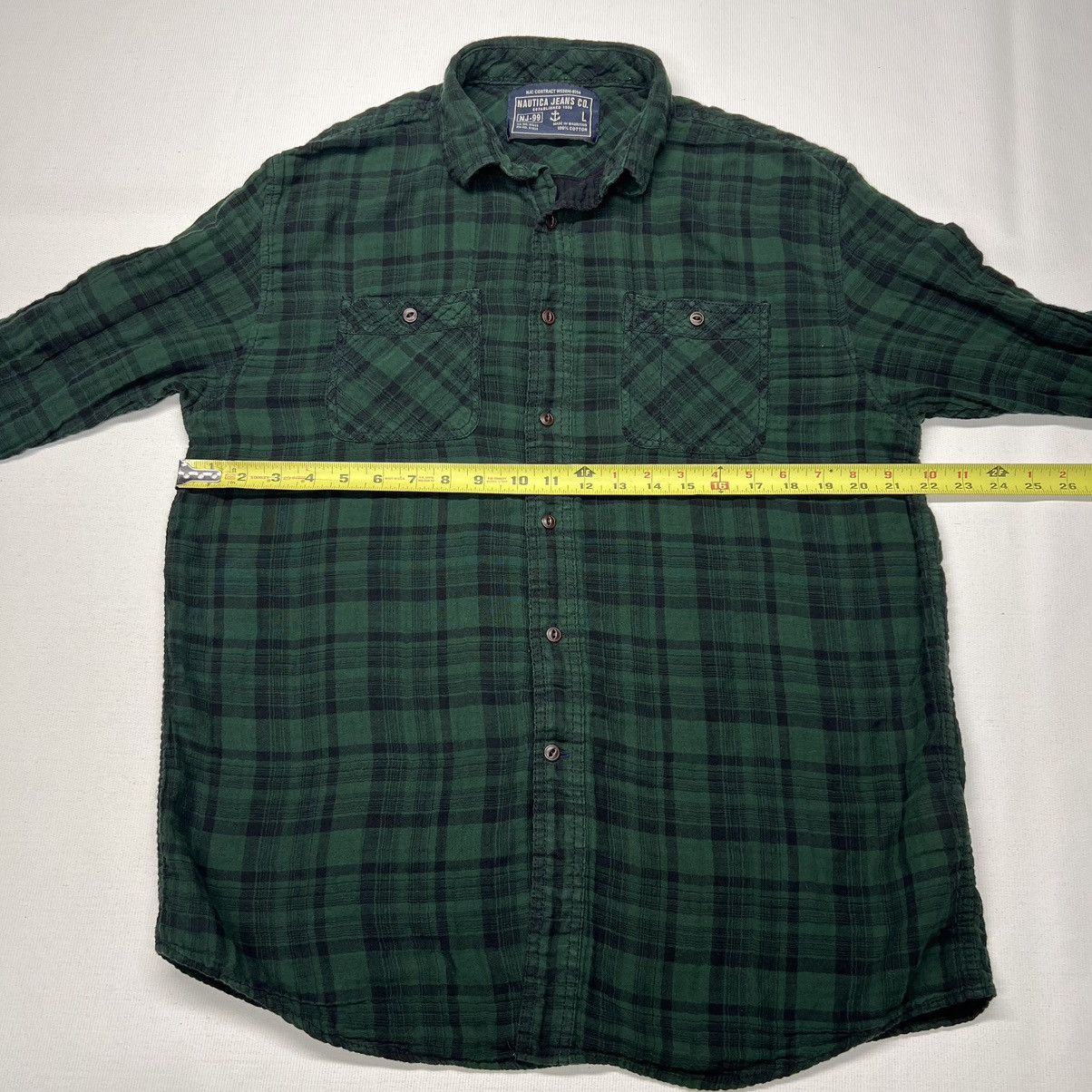 Nautica Nautica Jeans Co Flannel Shirt Green Button Plaid Pockets Size US L / EU 52-54 / 3 - 16 Thumbnail