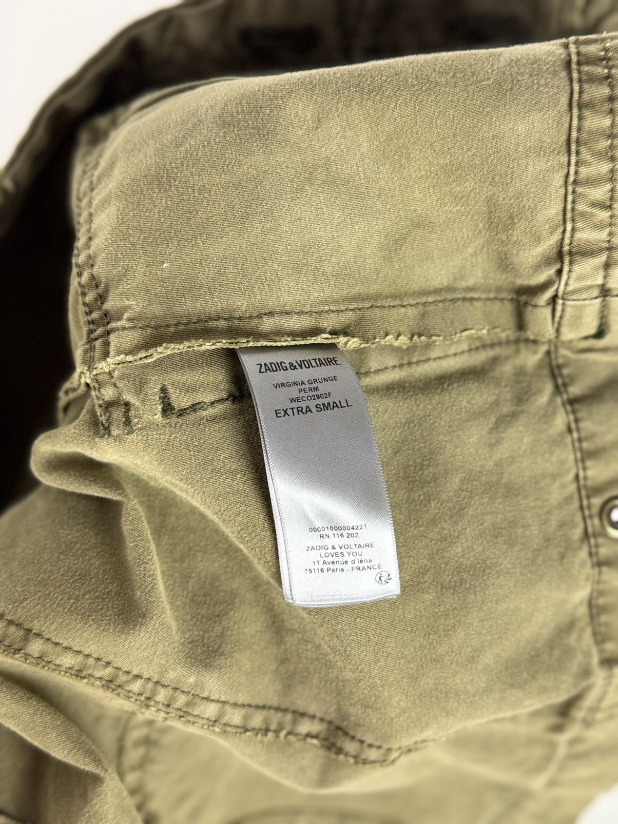Zadig & Voltaire NWT Zadig&Voltaire Virginia Grunge Perm Khaki Jacket Size XS / US 0-2 / IT 36-38 - 17 Thumbnail