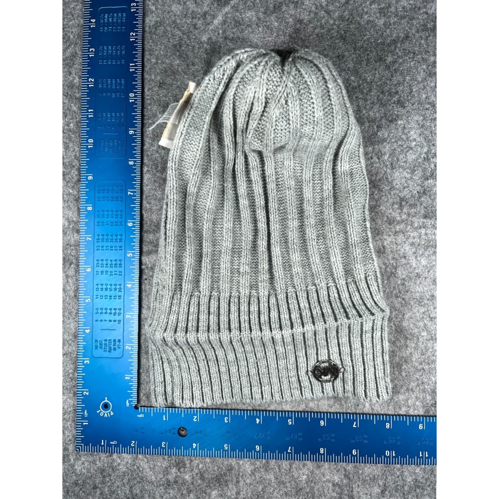 Michael Kors Michael Kors Beanie Women One Size Gray Ribbed Knit Acrylic Logo Pom Hat Size ONE SIZE - 6 Thumbnail