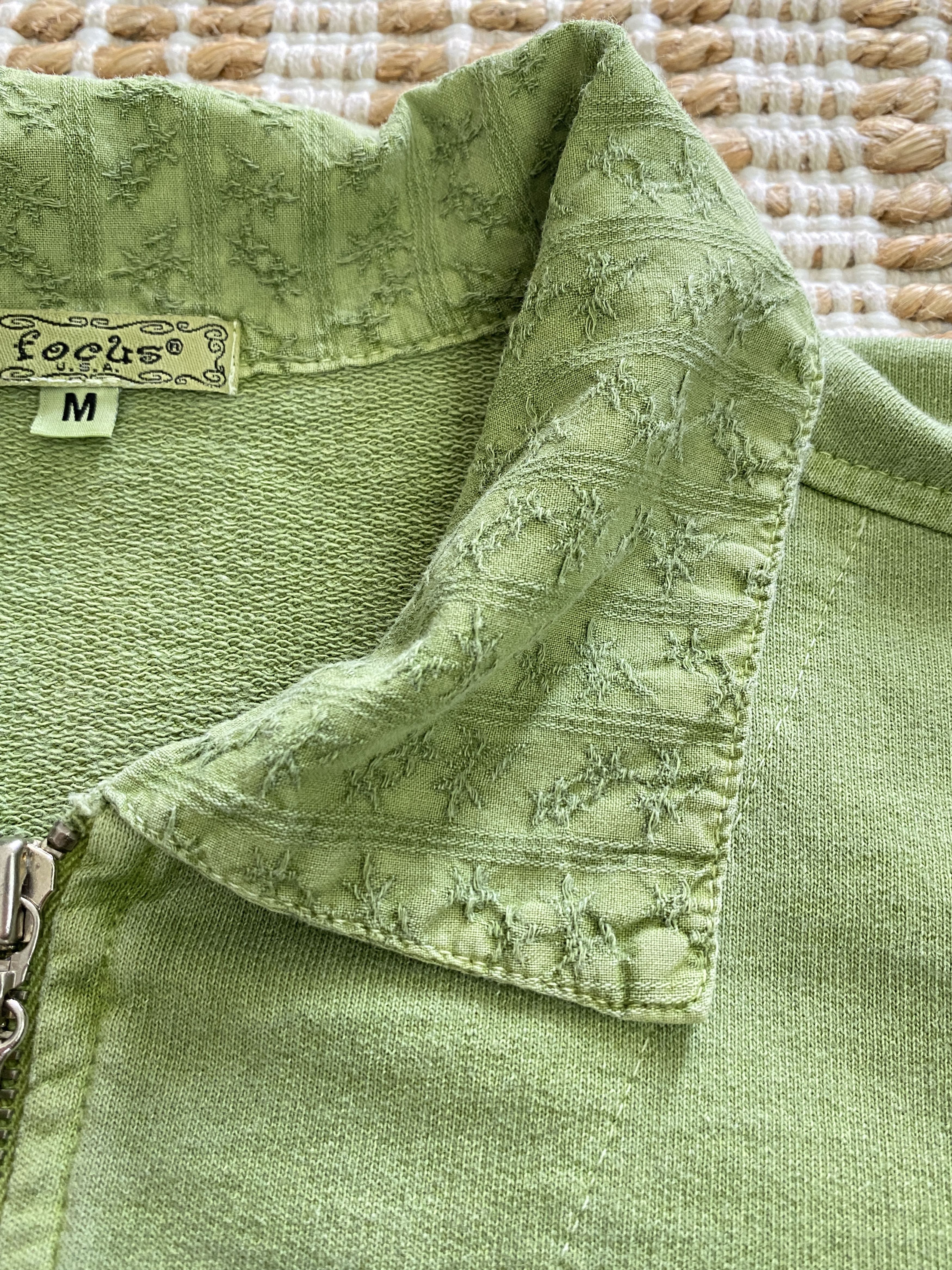 Other Vintage Focus Embroidered Zip-Up Jacket – Light Green Size M / US 6-8 / IT 42-44 - 5 Thumbnail