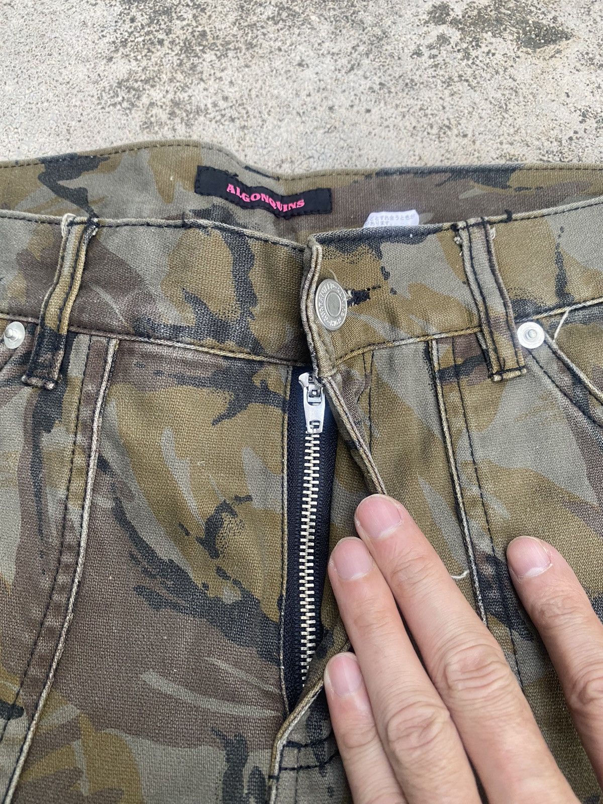 Japanese Brand Flare Jeans Algonquins Camo Zipper Bootcut Size US 31 - 12 Thumbnail