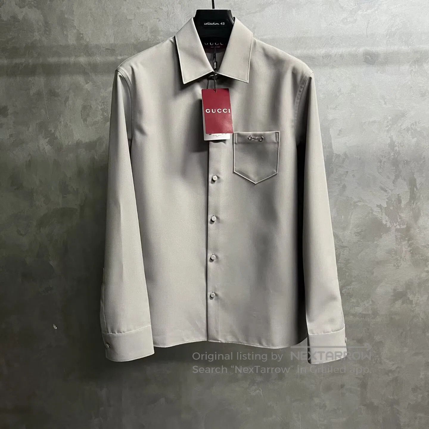 Gucci Guicci plain weave pointed collar ong-sleeved T-shirt| Size US M / EU 48-50 / 2 - 1 Thumbnail
