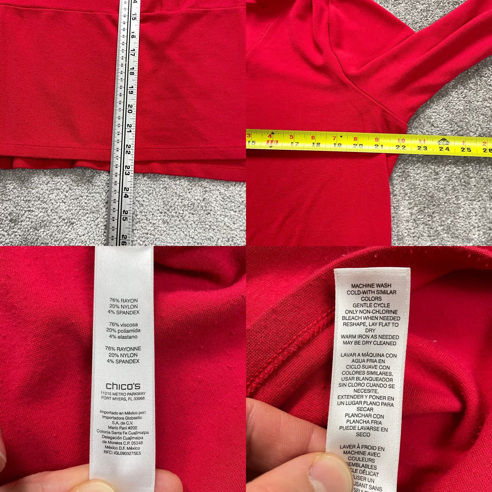 Vintage VINTAGE Chico's Blouse Shirt Womens XL Red Solid Long Sleeve V-Neck Knit Casual Size XL / US 12-14 / IT 48-50 - 8 Thumbnail