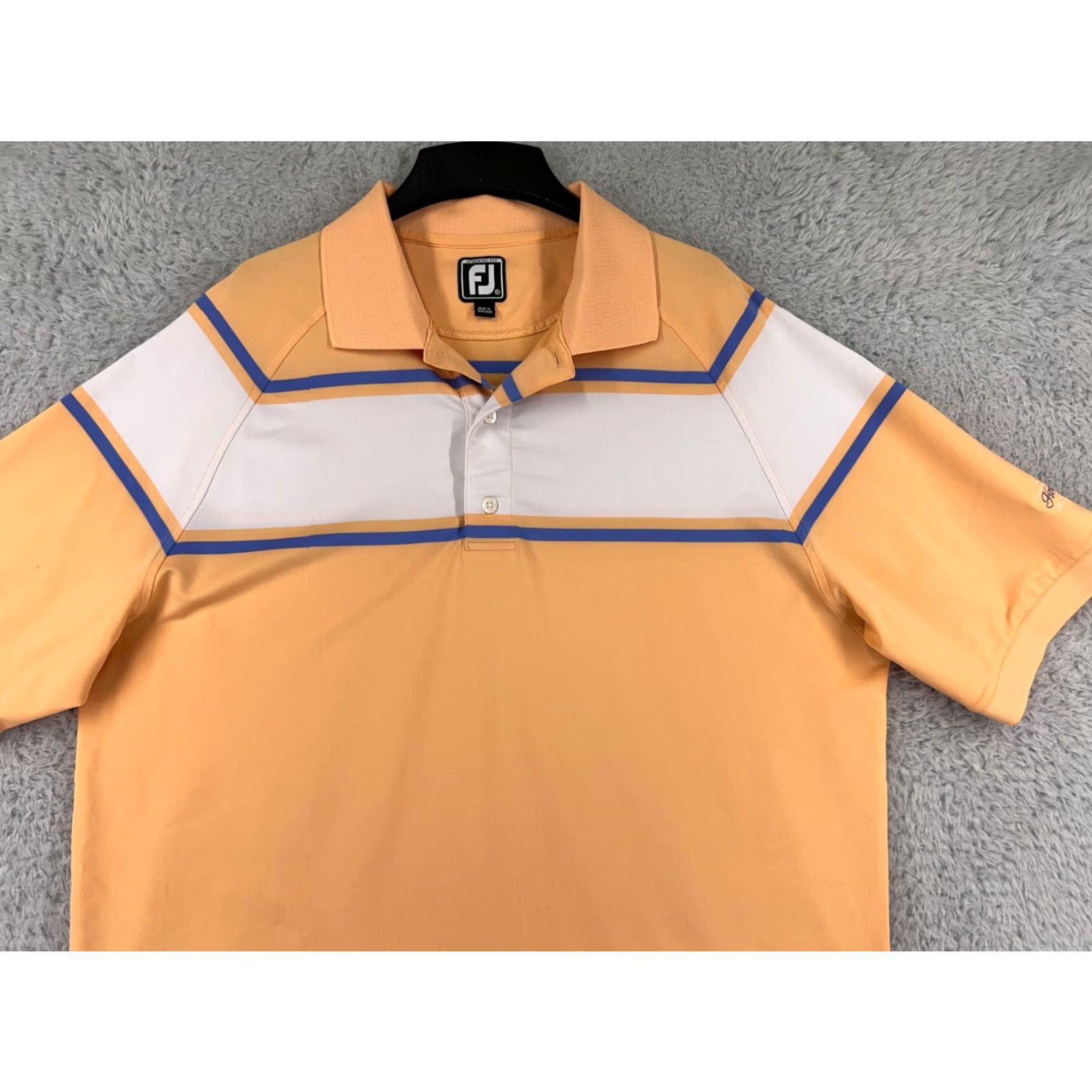 Footjoy FootJoy Polo Shirt Mens XL Orange White Polyester Blend Golf Golfers Modern Sports Shirt Mens XL Orange White FootJoy Polo Shirt Size US XL / EU 56 / 4 - 4 Thumbnail