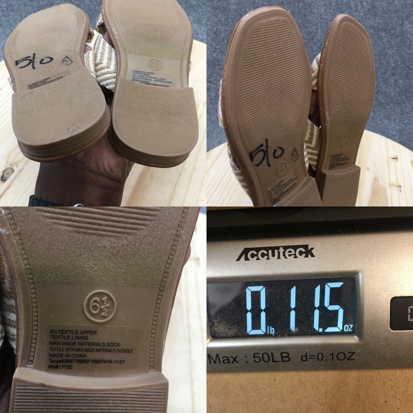 Vintage Universal Thread Sandals Louise Knotted Slip On Slide Brown Fabric Womens 6.5 M Casual Flip Flop Shoes Size US 7 / IT 37 - 9 Thumbnail