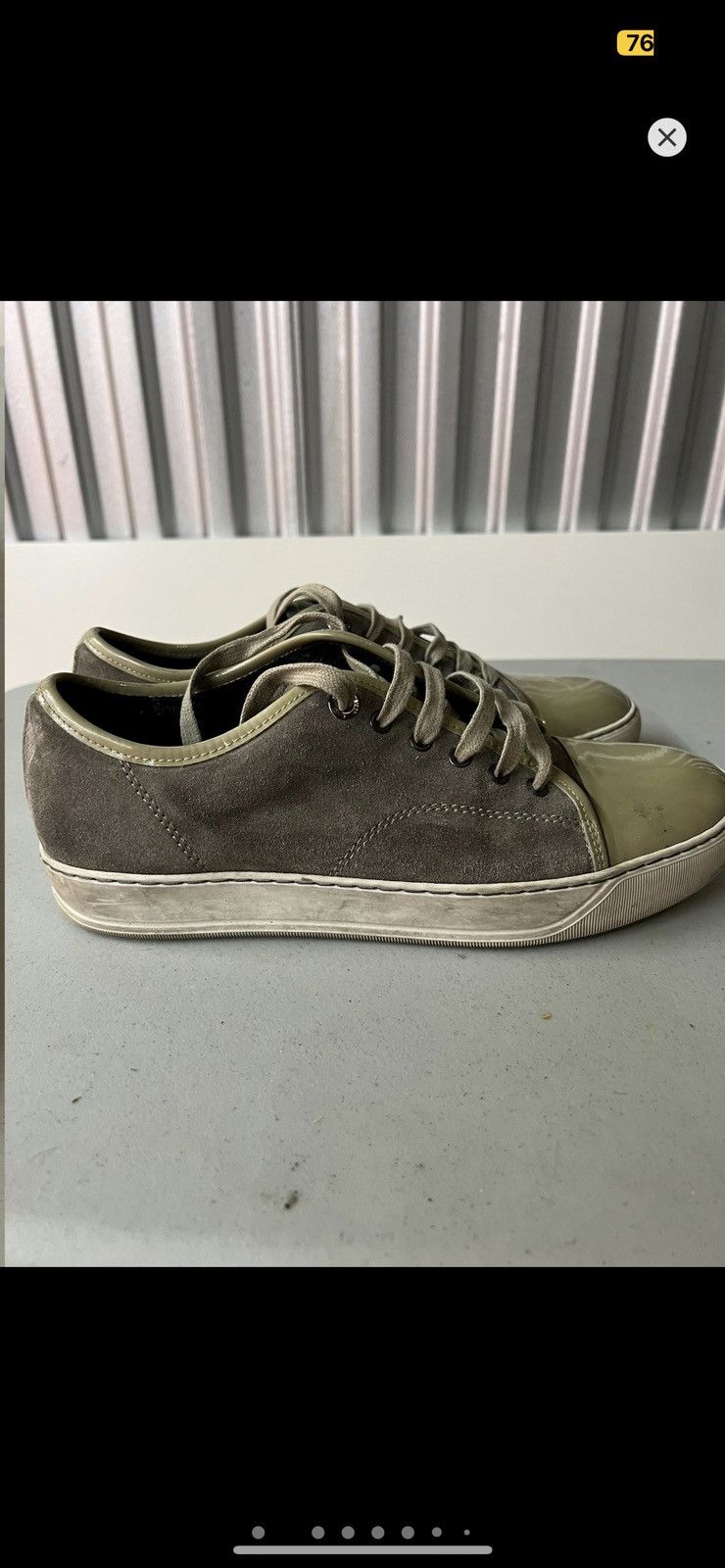 image of Lanvin x Vintage Lavin Patent Toe Cap Shoe 7-8 in Khaki, Men's (Size 8.5)