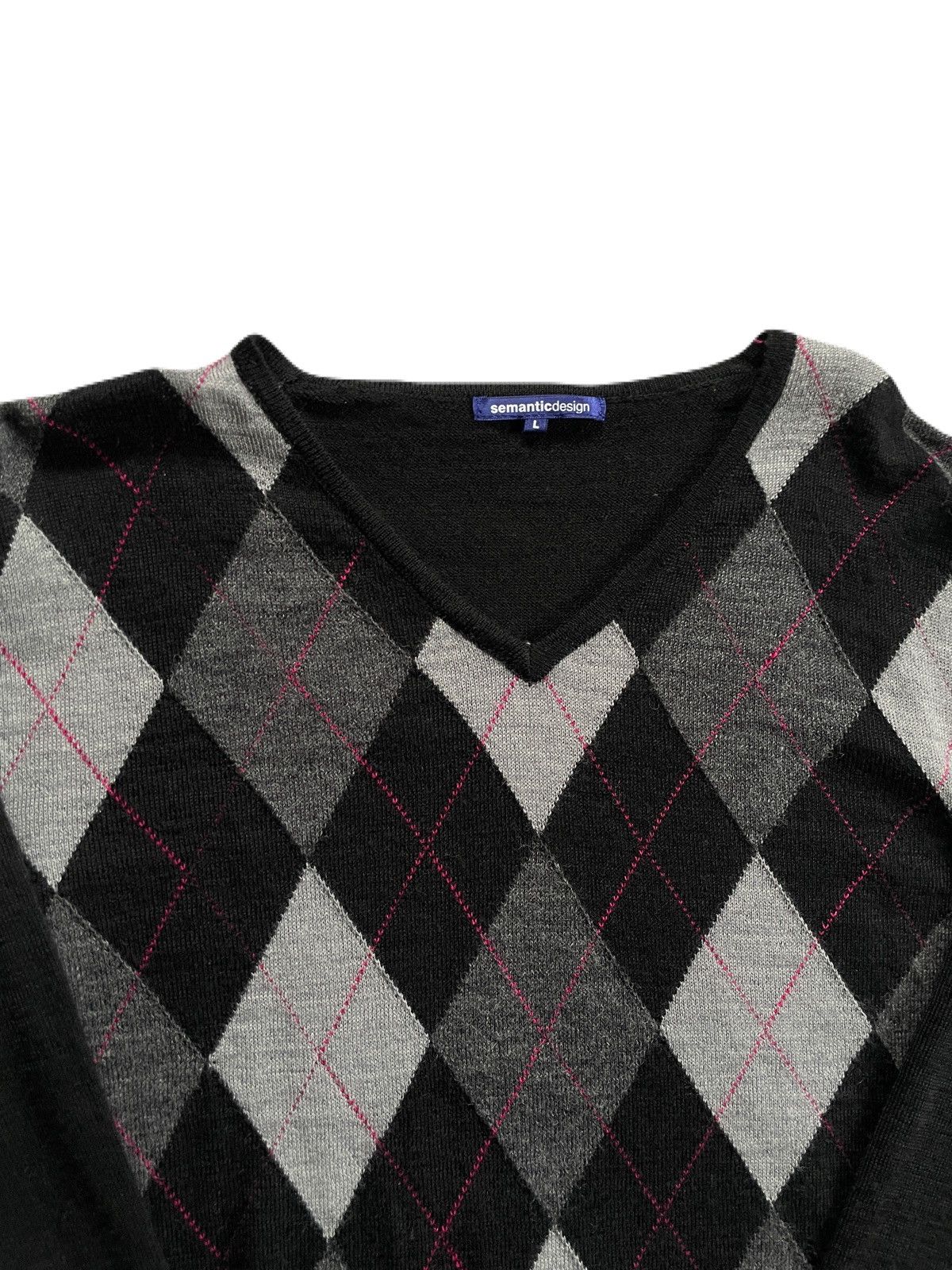 If Six Was Nine 2000s Japanese archive Vkei Argyle V-Neck Knit Sweater Y2K Size US S / EU 44-46 / 1 - 5 Thumbnail