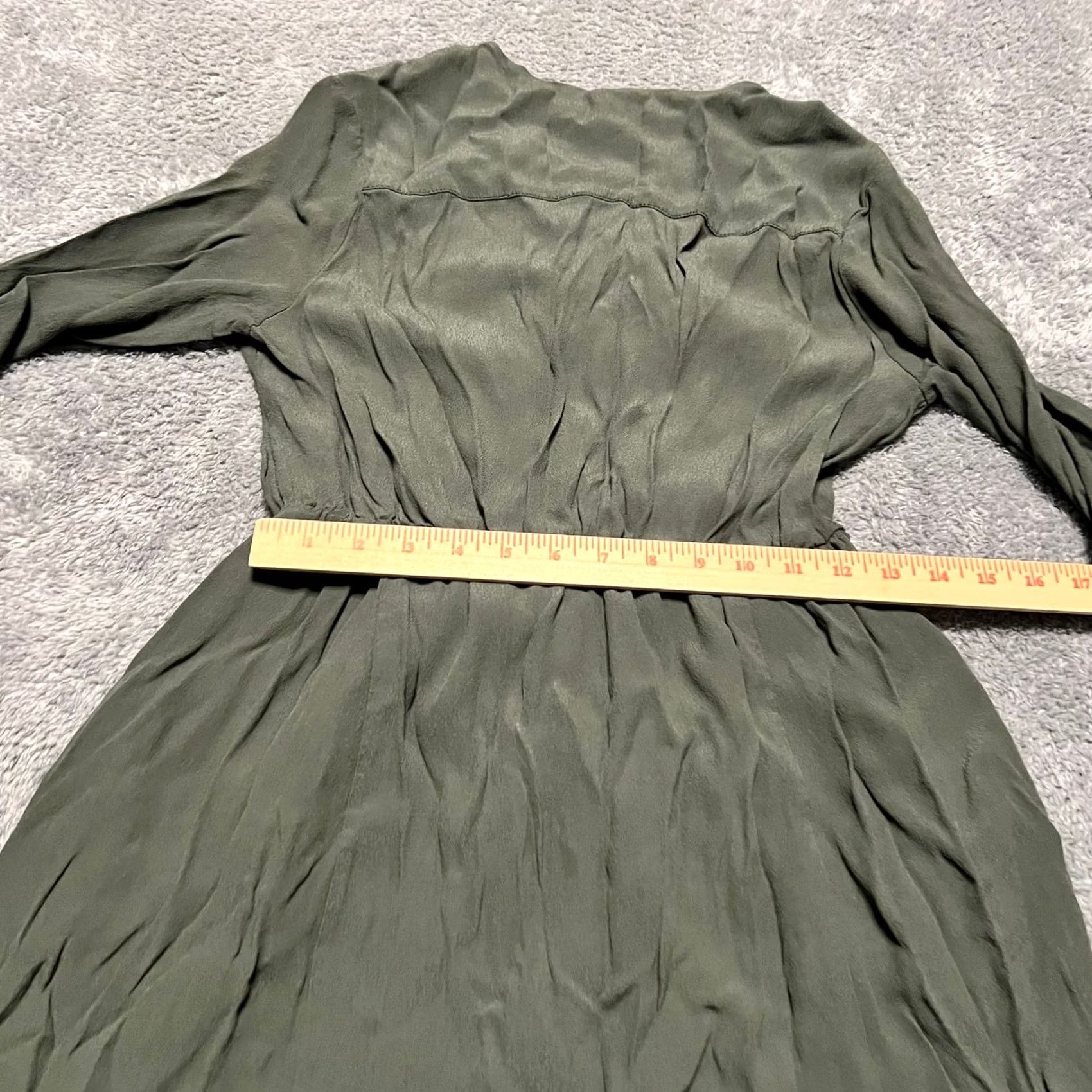 Anthropologie MAEVE Anthropologie Dress Womens Medium Green V Neck Roll Tab Sleeve Fit & Flare Dress knee length Womens M Green MAEVE by Anthropologie Size M / US 6-8 / IT 42-44 - 8 Thumbnail