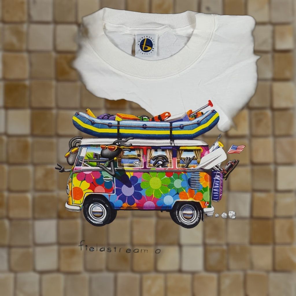 Vintage VINTAGE 90s Backcountry Clothing Watauga River Hippie VW Bus 2XL White T-Shirt Flower Nature Retro Mens Size US XXL / EU 58 / 5 - 1 Thumbnail