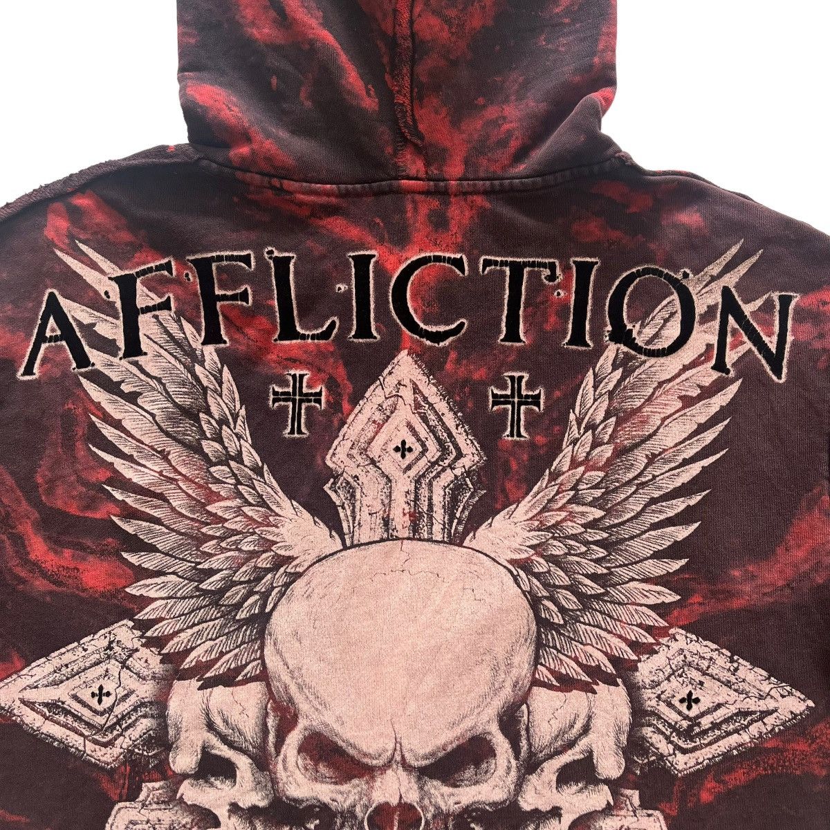 Affliction × Vintage Affliction Skull Cross Wing Zip Up Grunge Cyber Y2K Hooded Size US L / EU 52-54 / 3 - 7 Thumbnail