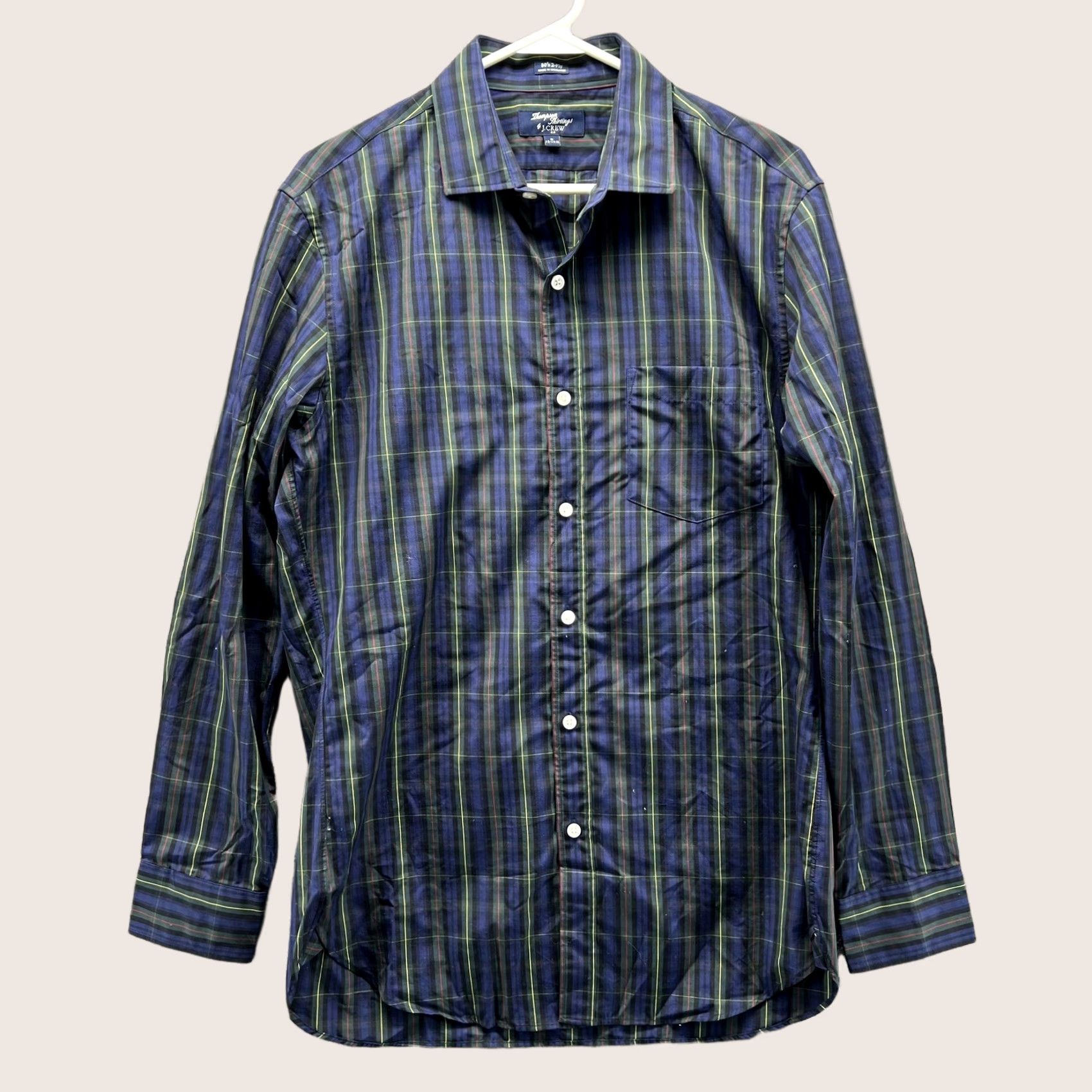 J.Crew J.Crew Shirt Mens Medium Blue Plaid Button Front Woven 80s 2-Ply Cotton Casual Long Sleeve Size US M / EU 48-50 / 2 - 1 Thumbnail