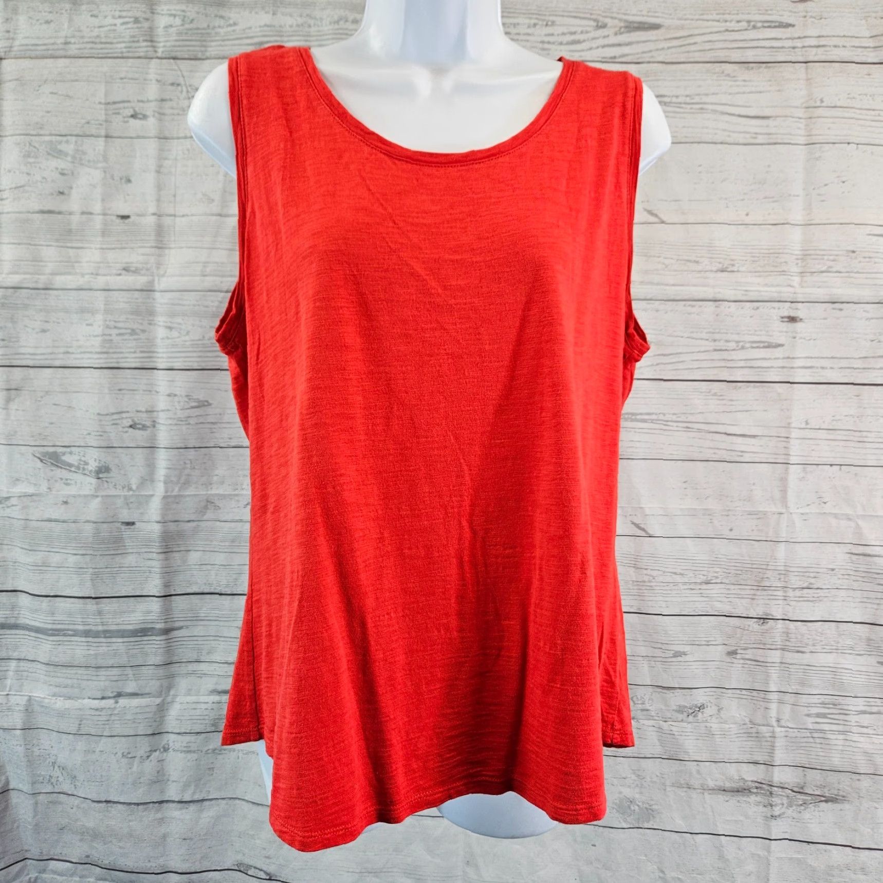 Vintage Chico's Womens Tank Top Sz Large Solid Red Cotton Blend Tank Top Sleeveless Scoop Neck Women's L Red Basic Tee Size L / US 10 / IT 46 - 2 Thumbnail