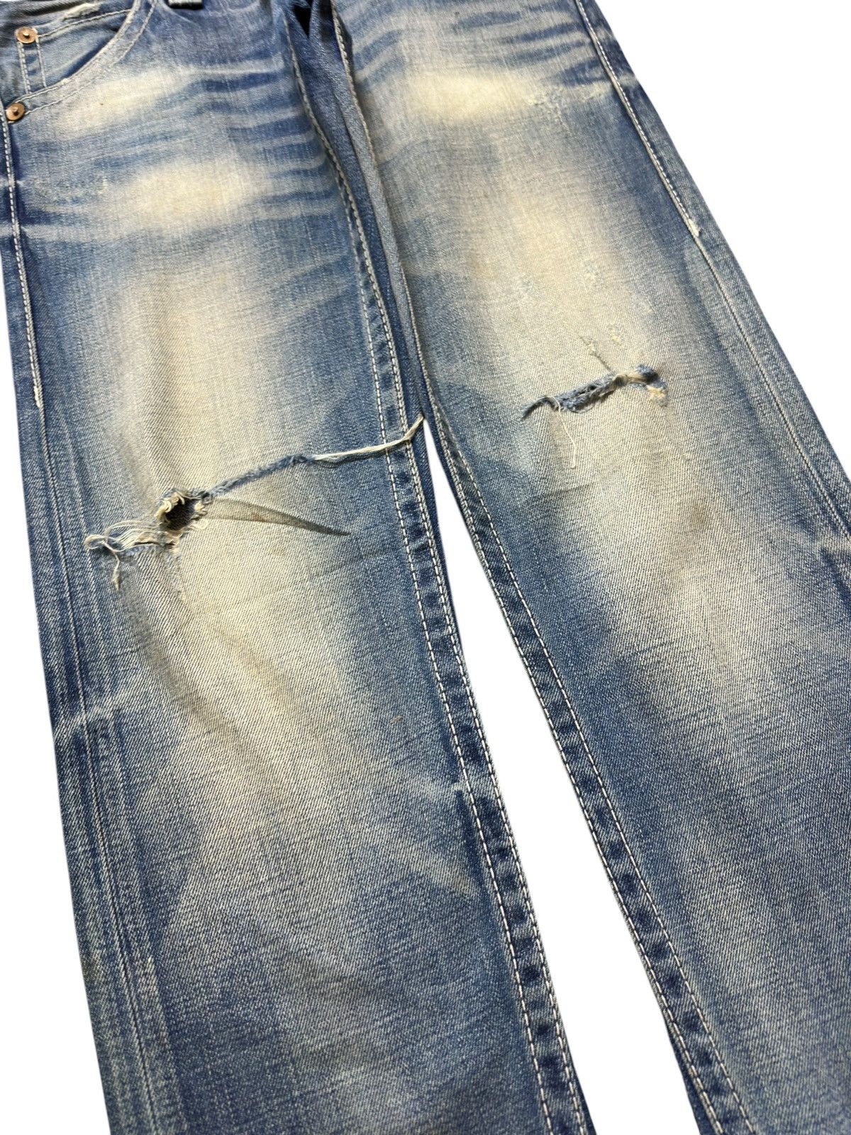 Romeo Gigli Vintage Rodeo Crown Flare Mudwash Ripped Distressed Denim Size US 29 - 3 Thumbnail
