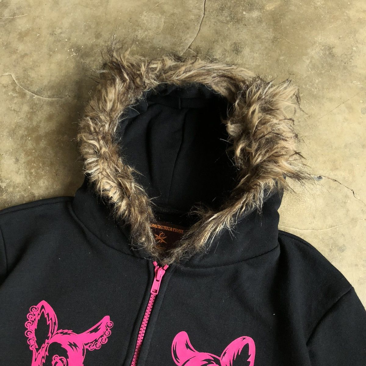 20471120 2000s High Communications Cartoon Fur Ziphoodie Black Lgb Size US S / EU 44-46 / 1 - 4 Thumbnail