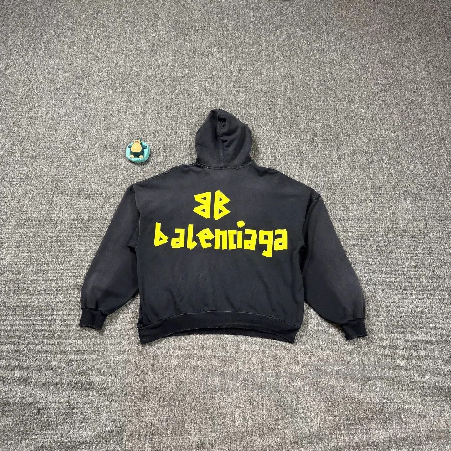 Balenciaga black graphic hoodie with yellow logo. Size US M / EU 48-50 / 2 - 2 Thumbnail
