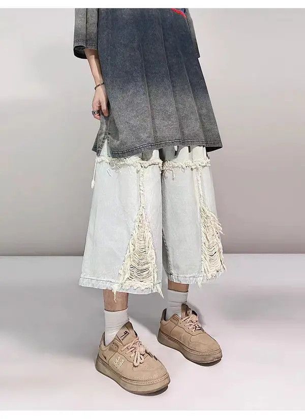 VIBE Vintage High Street Hip Hop Loose Fit Denim Shorts Size US 33 - 4 Thumbnail