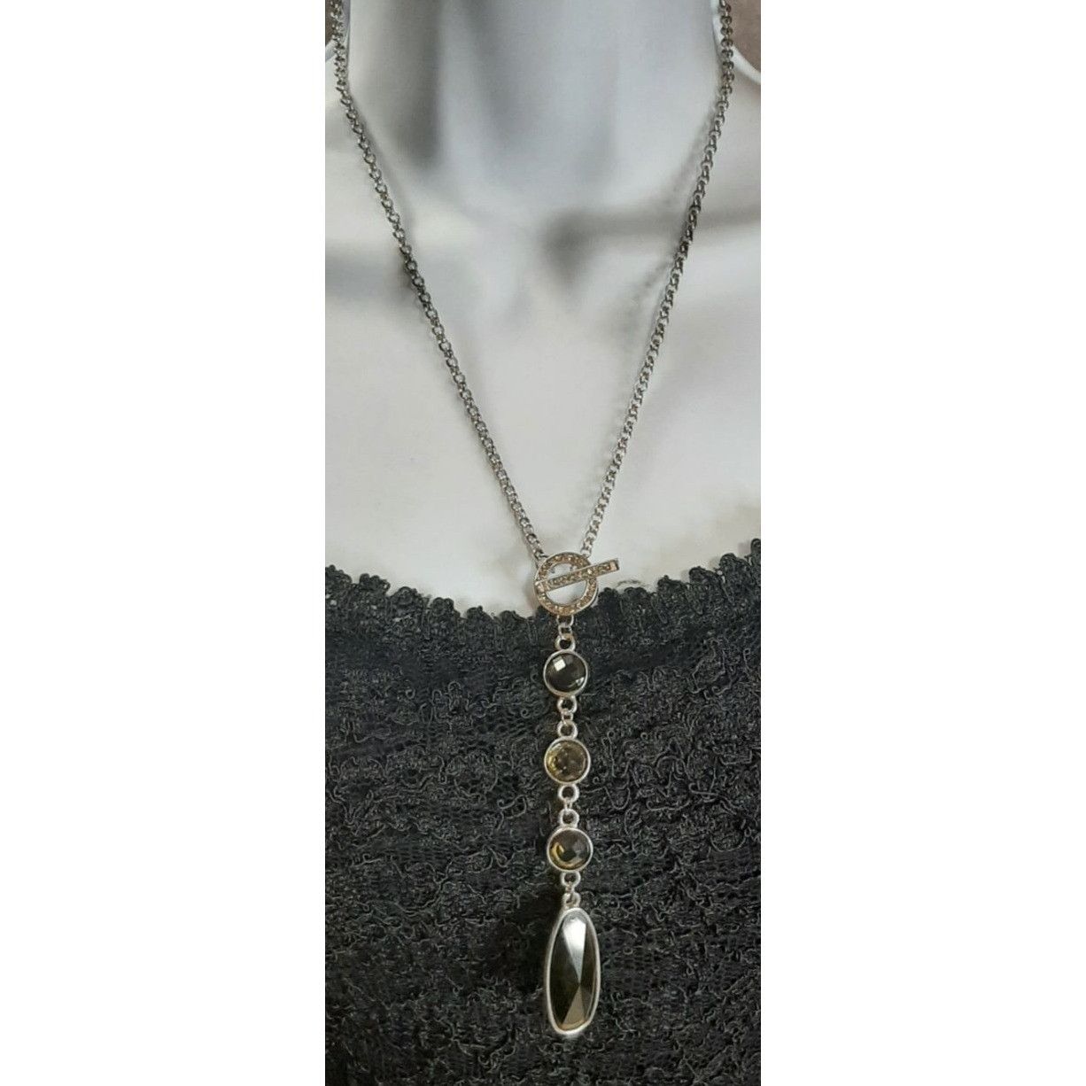 Other Vintage-Inspired Toggle Pendant Necklace With Faceted Olive- Size ONE SIZE - 1 Thumbnail