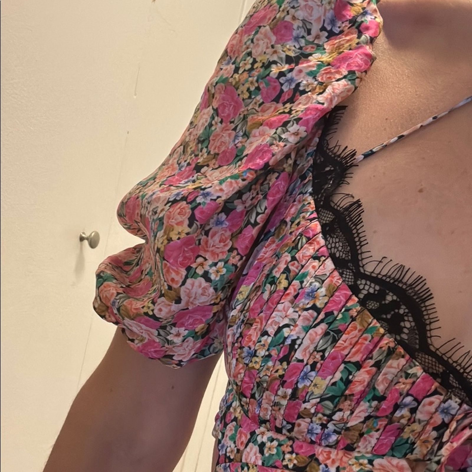 Other For Love And Lemons Pink Floral Midi Dress Size L Size L / US 10 / IT 46 - 5 Thumbnail