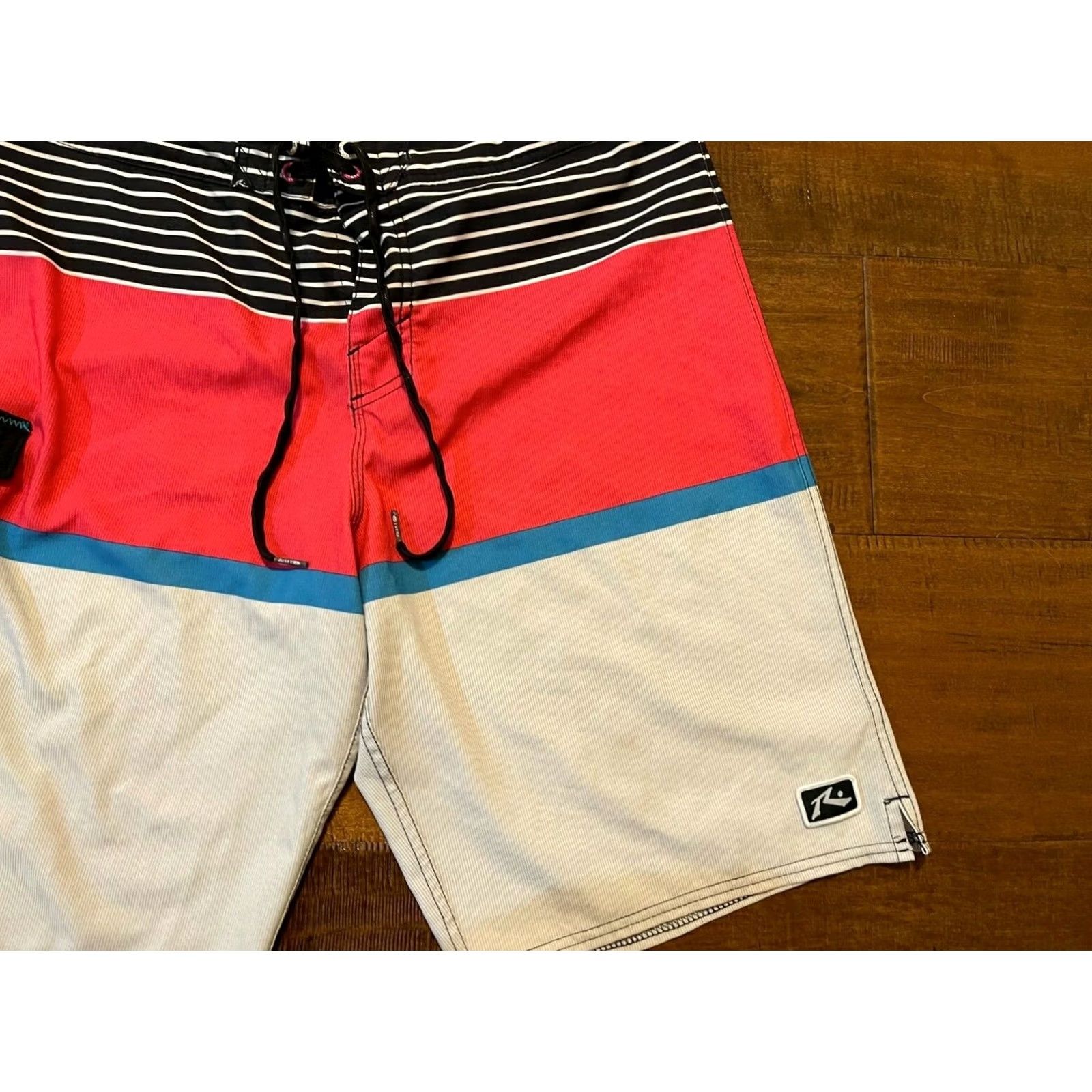 Rusty Rusty Board Shorts Surf Wear - Men's 34 Multicolor Pink Stripes 91% Polyester 9% Elastane Jersey Bottoms Regular Size 34 Mens Size US 34 / EU 50 - 2 Thumbnail