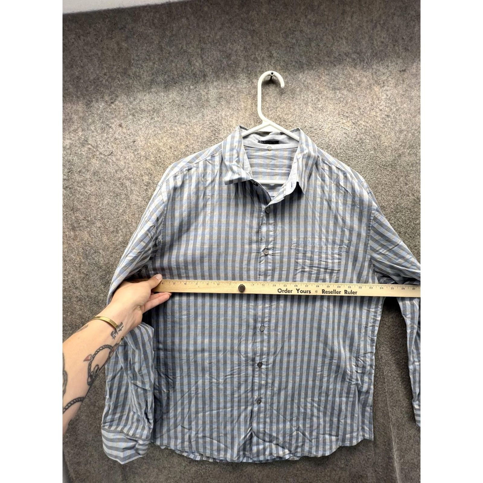 Elie Tahari Elie Tahari Shirt Womens XL / XXL Blue Check Button Front Long Sleeve Cotton Top Size XL / US 12-14 / IT 48-50 - 6 Thumbnail