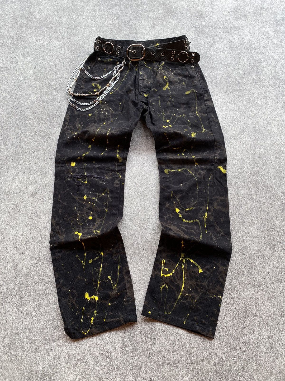 If Six Was Nine × Japanese Brand × Le Grande Bleu (L.G.B.) NEED GONE !!! Distressed Splash Pants Size US 27 - 1 Thumbnail