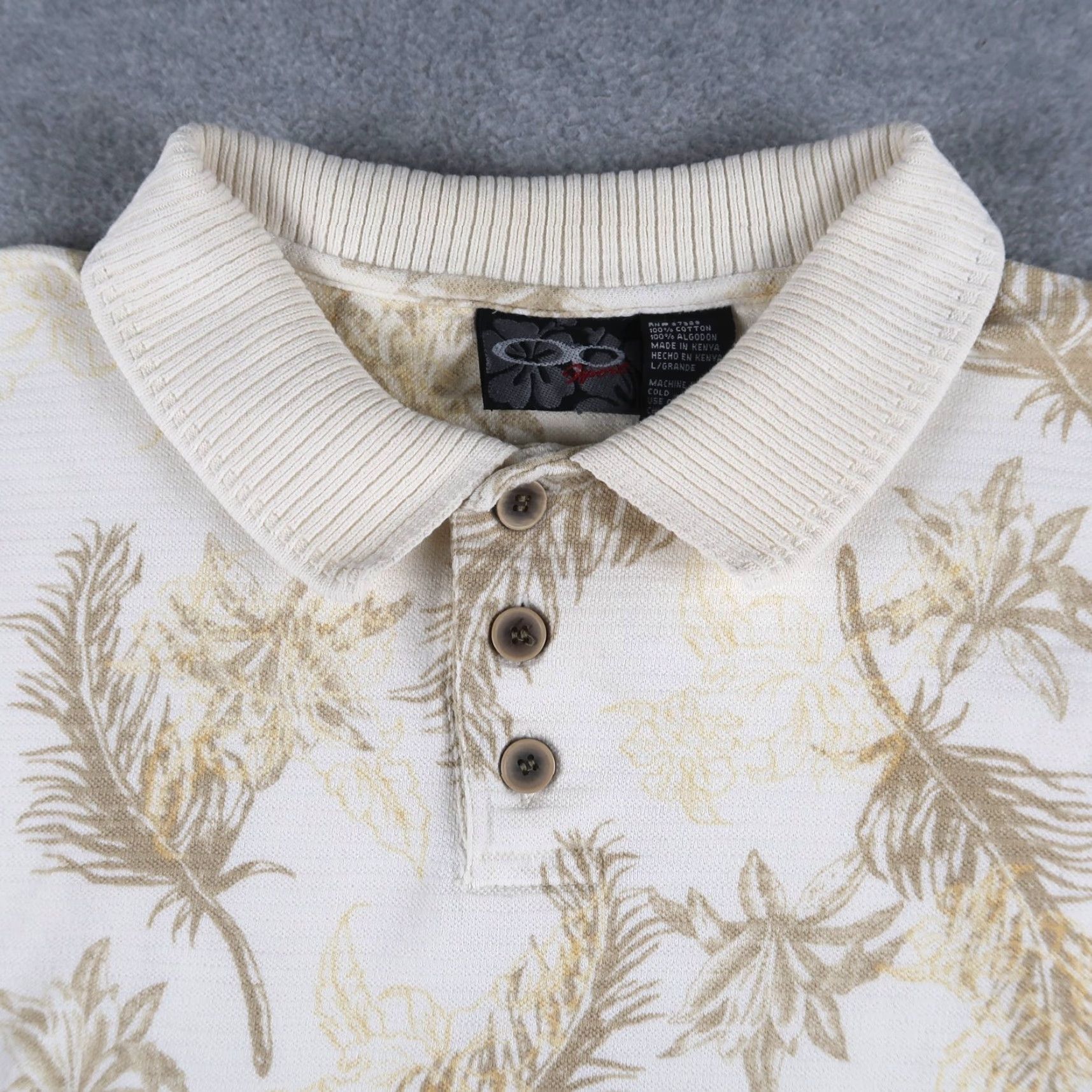 Ocean Pacific VINTAGE Ocean Pacific Polo Shirt Mens L Beige Floral Beach Sports Hawaiian Tropical Size US L / EU 52-54 / 3 - 3 Thumbnail
